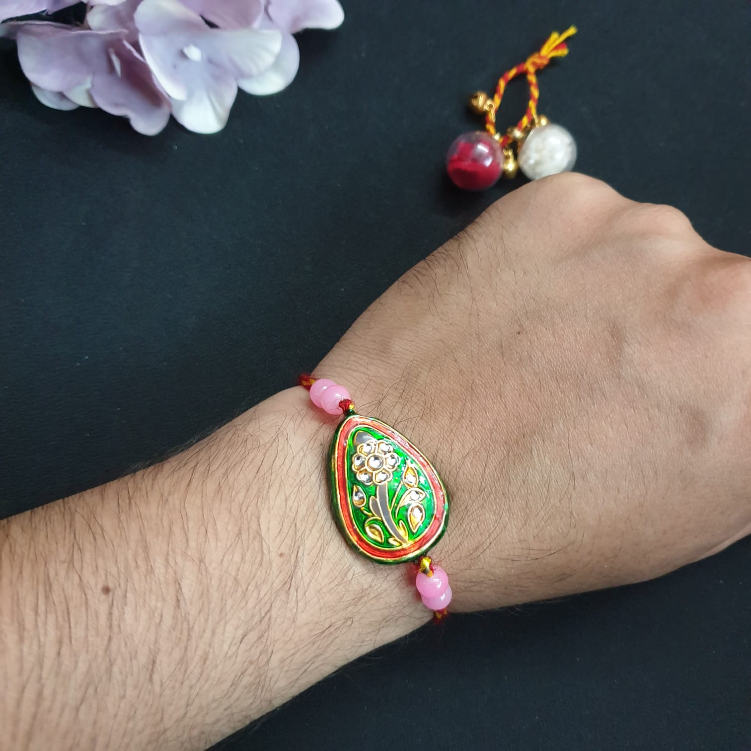 Green Meenakari Rakhi (Pack of One)