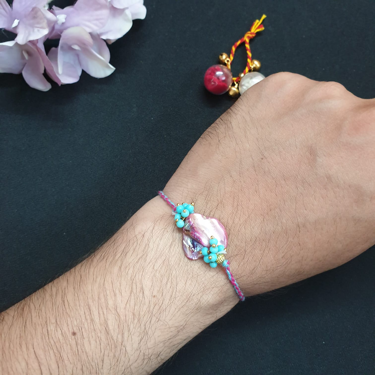 Purple Shell Pearl Rakhi (Pack of One)