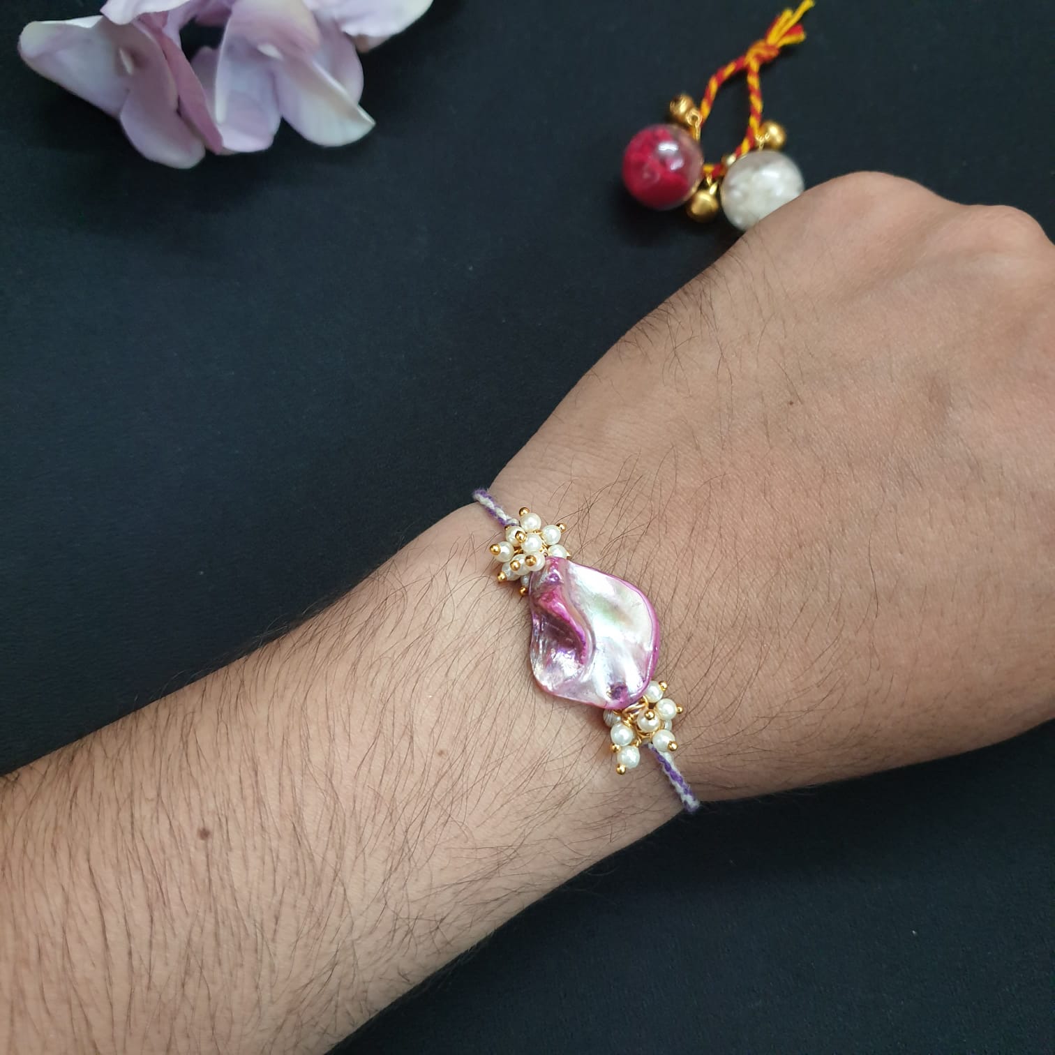 Purple Shell Pearl Rakhi (Pack of One)
