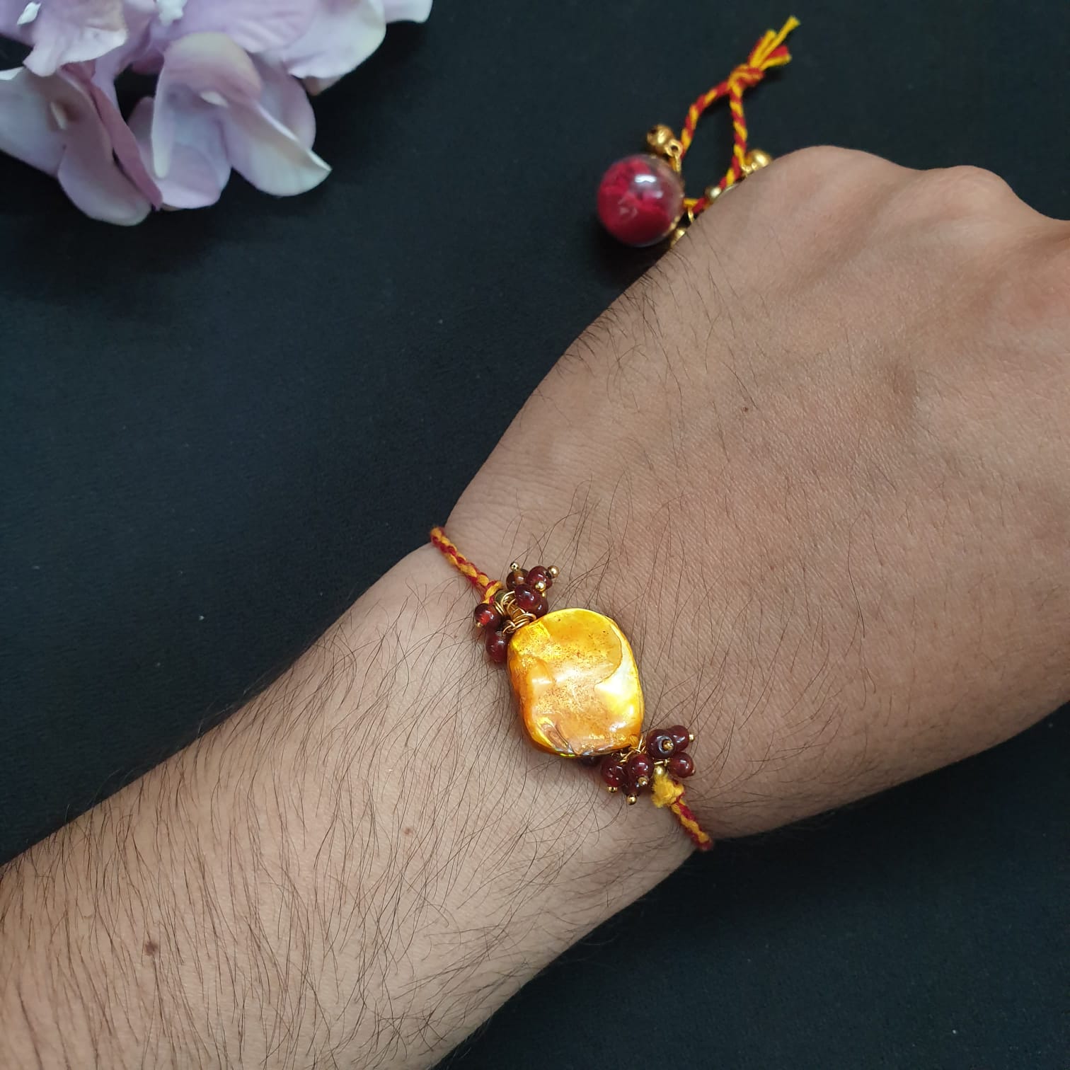 Yellow Shell Pearl Rakhi (Pack of One)