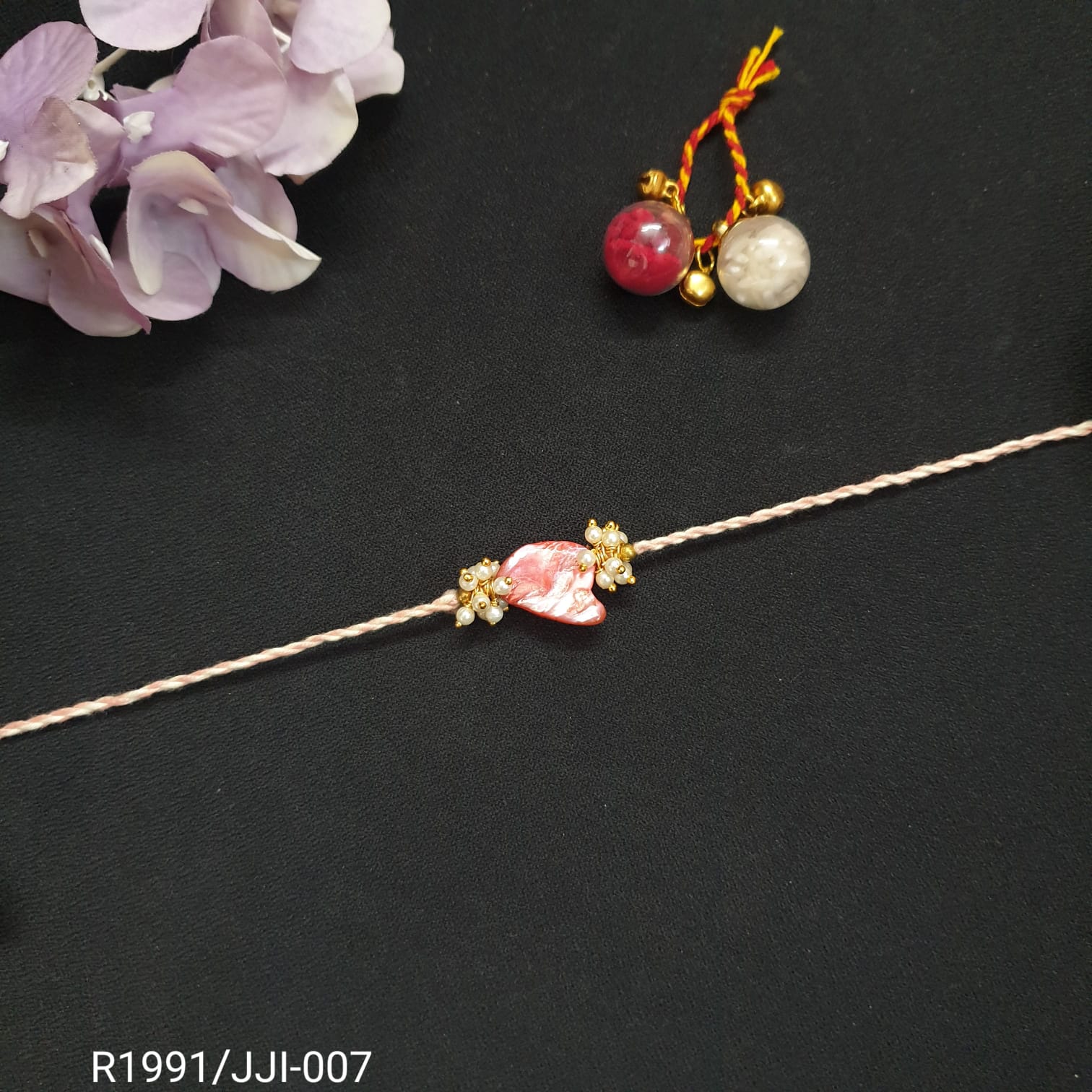 Pink Shell Pearl Rakhi (Pack of One)
