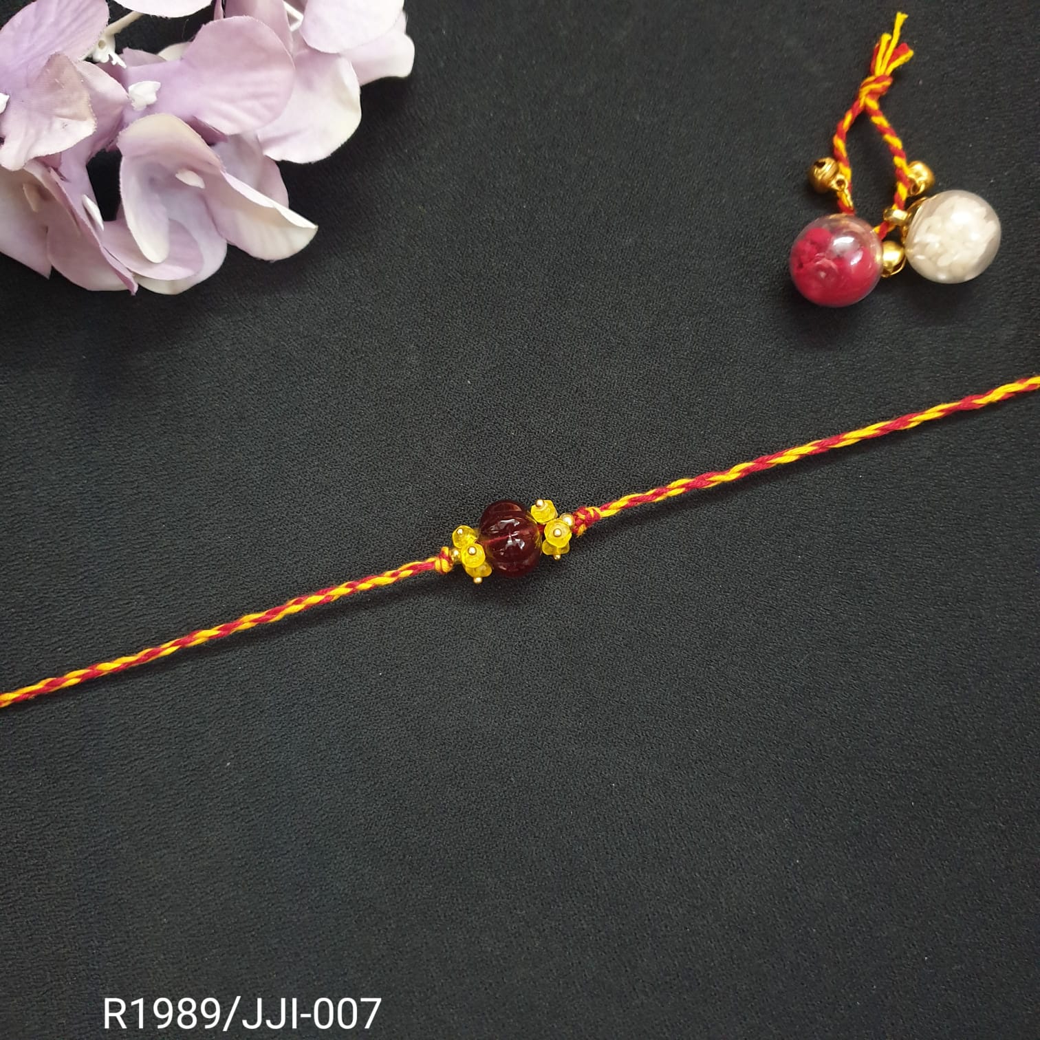 Red Pumpkin Bead Rakhi (Pack of One)