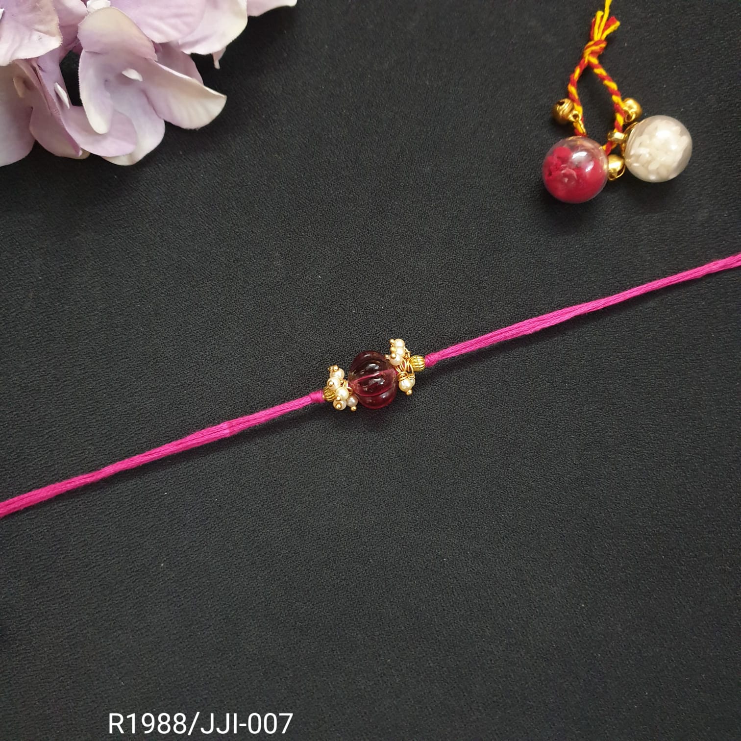 Pink Pumpkin Bead Rakhi (Pack of One)