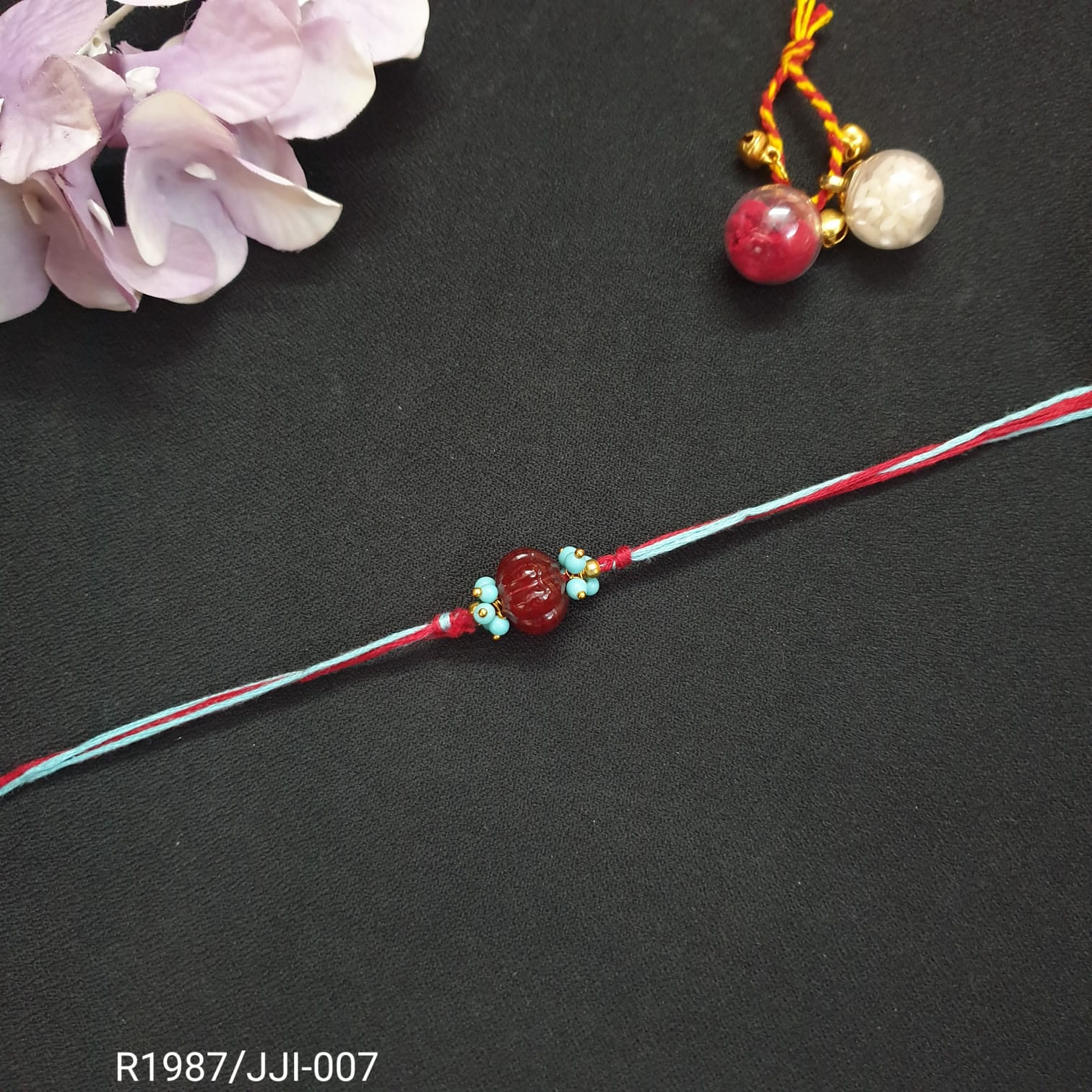 Maroon Pumpkin Bead Rakhi (Pack of One)