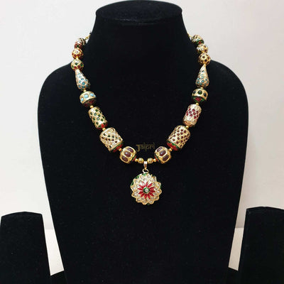 Floral Gold Meenakari Floral Necklace