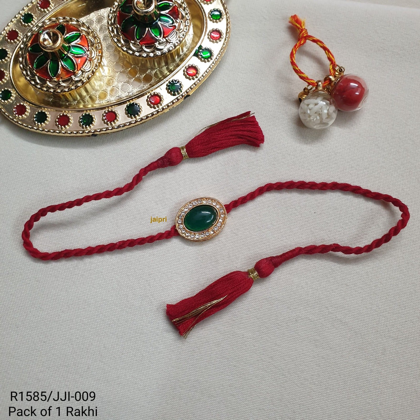 Green Ad Stone Rakhi (Pack Of One)