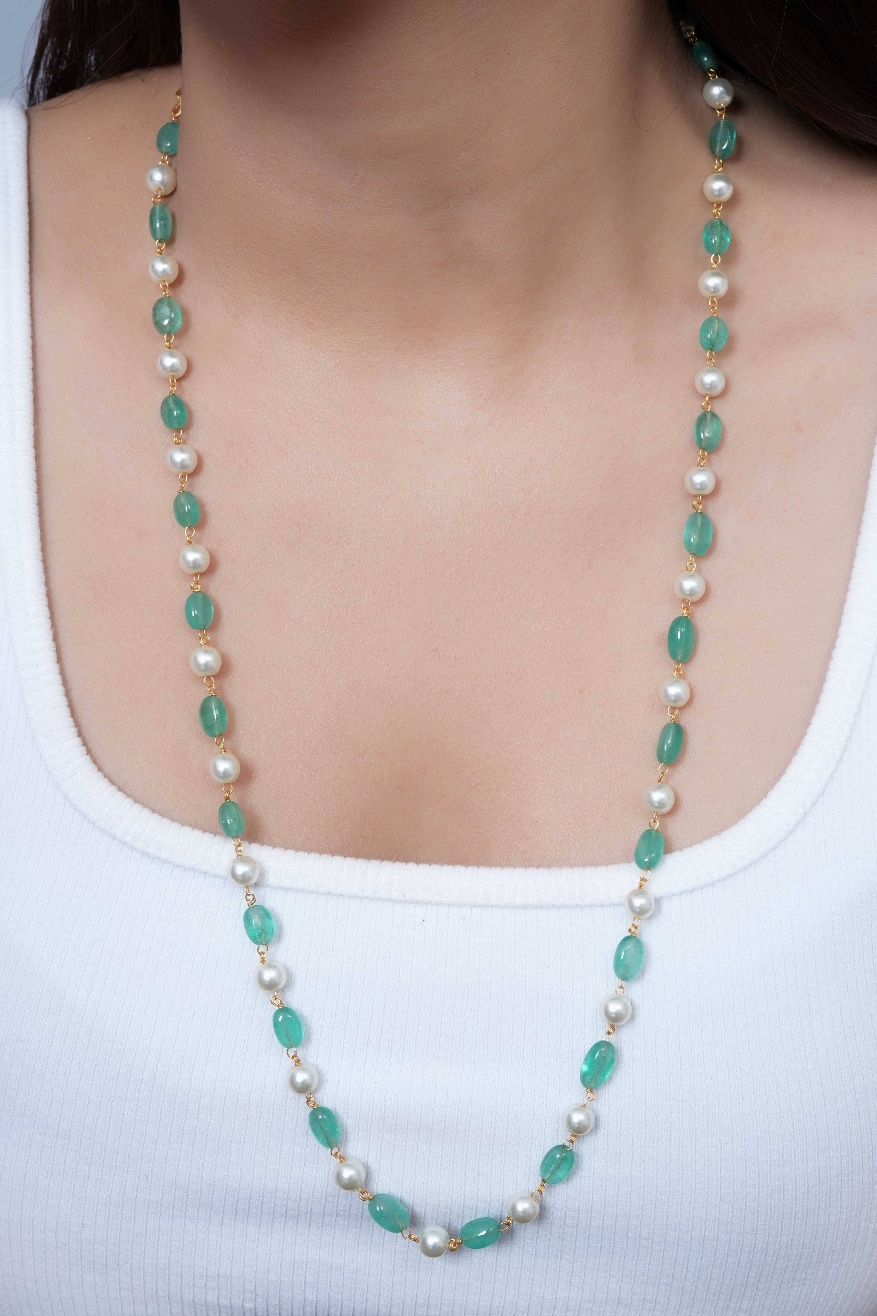 Sea Green Pearl Small Beaded Necklace