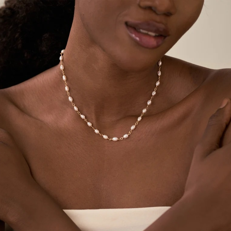 Delicate Multiple Freshwater Pearl 925 Silver Necklace