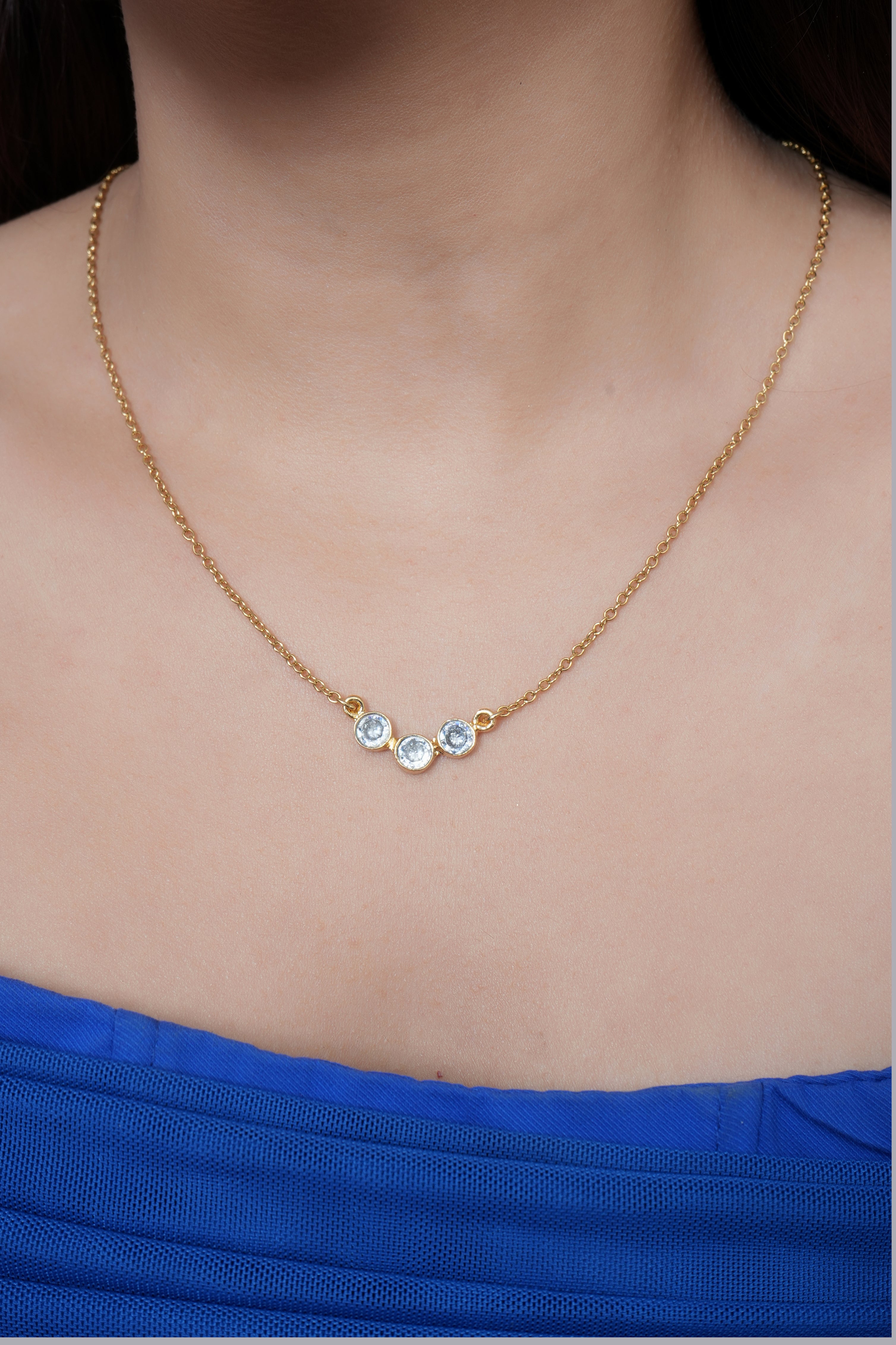 Three Diamond Stone Necklace