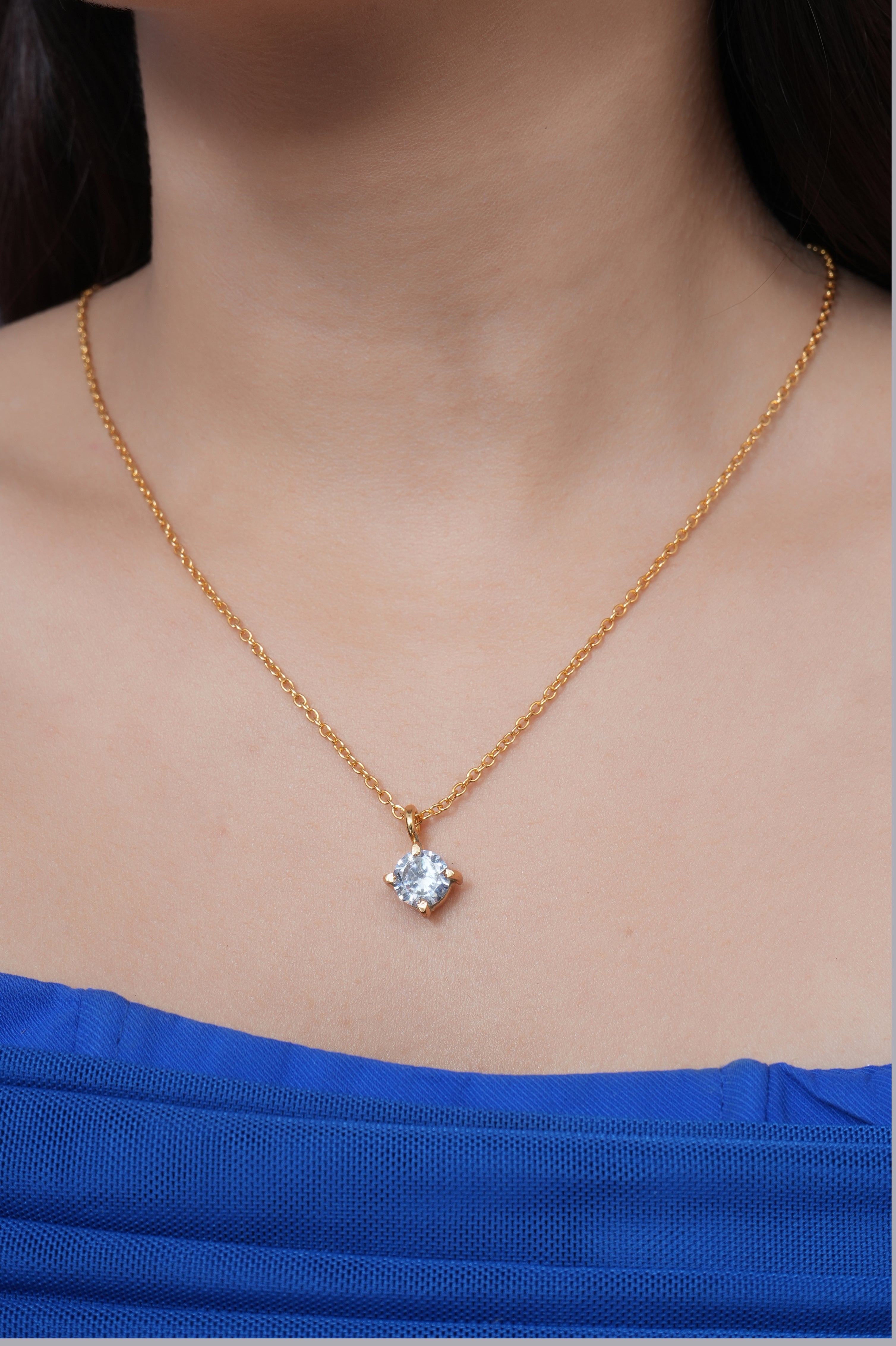 Single Diamond Stone Necklace