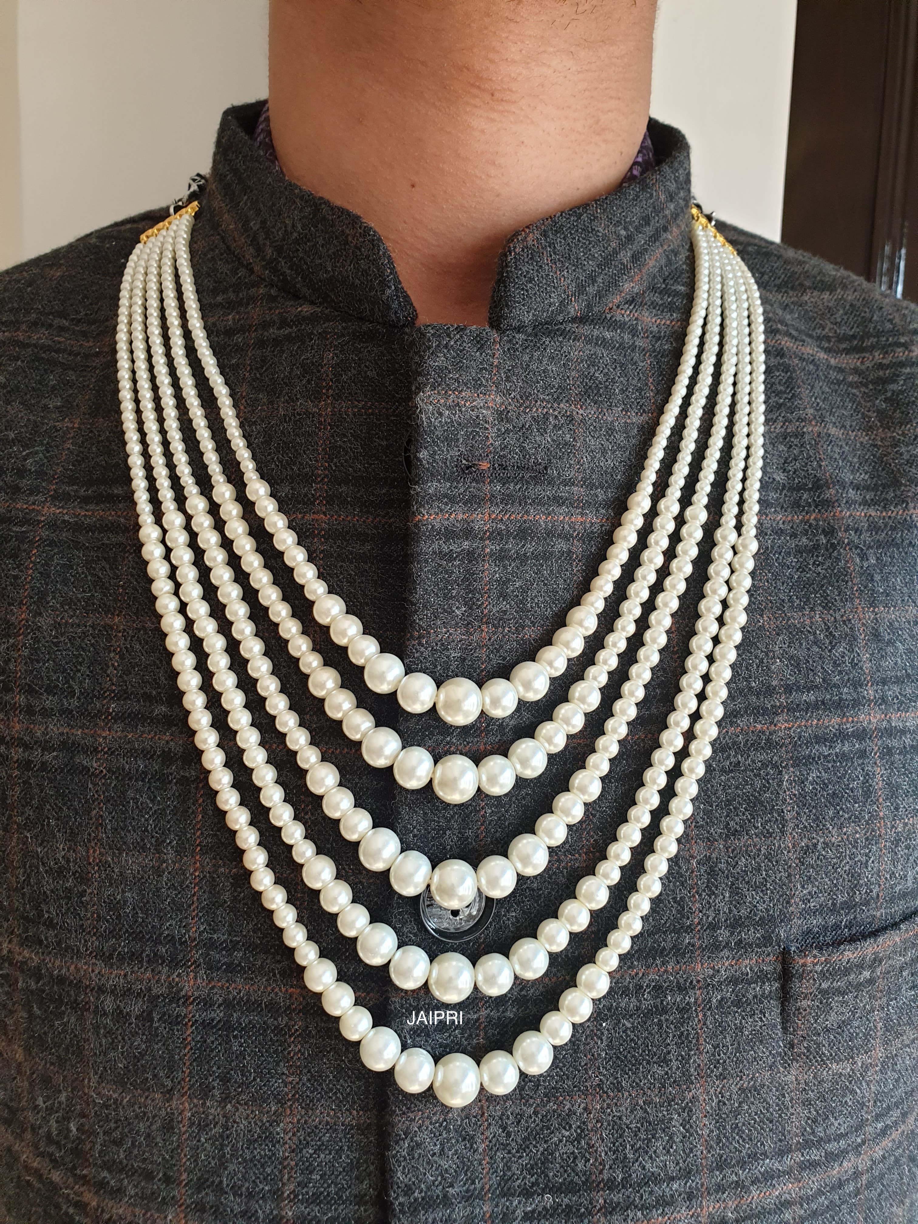 Five Multi Layered Pearl Groom Necklace