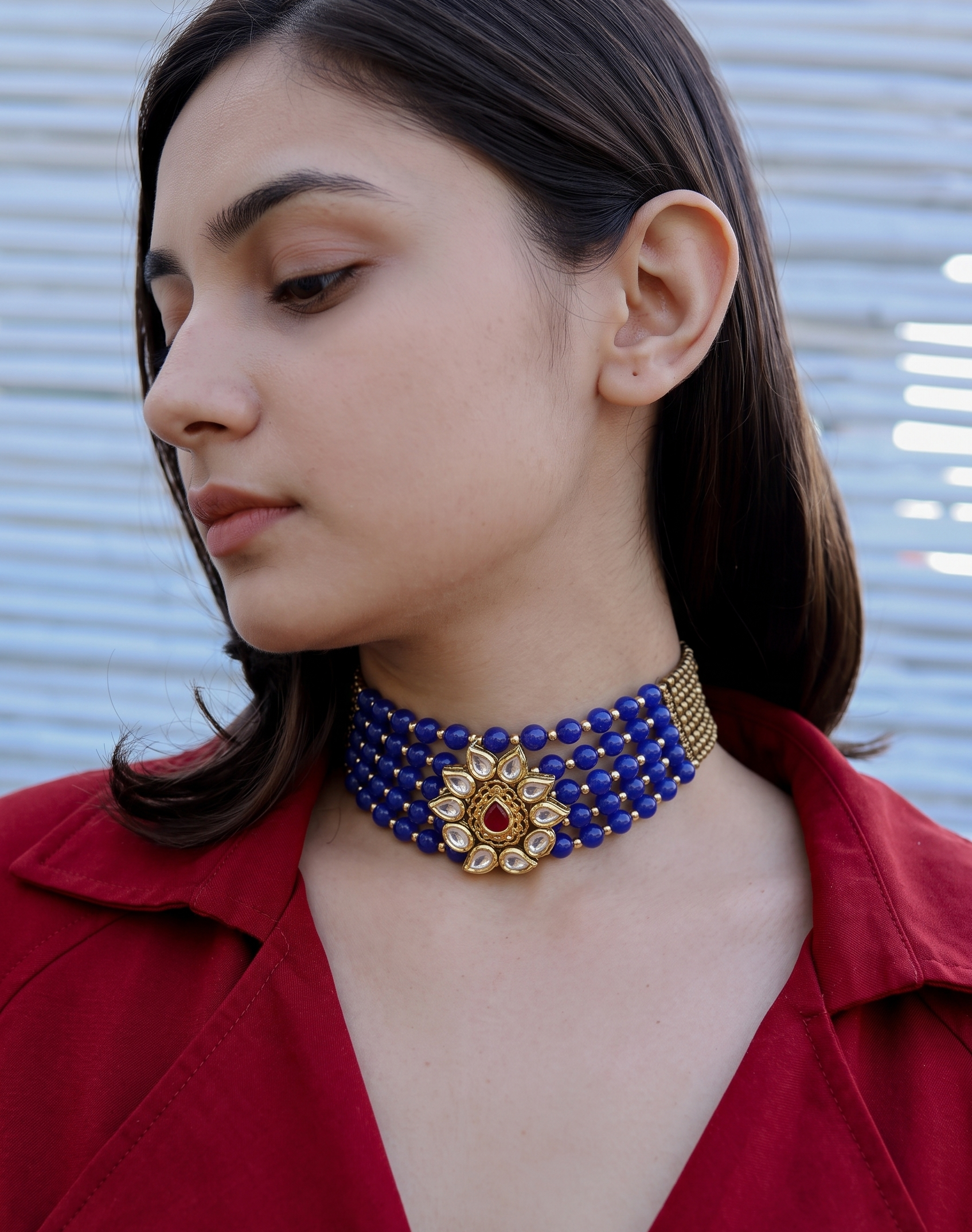 Bella Blue Kundan Choker Necklace