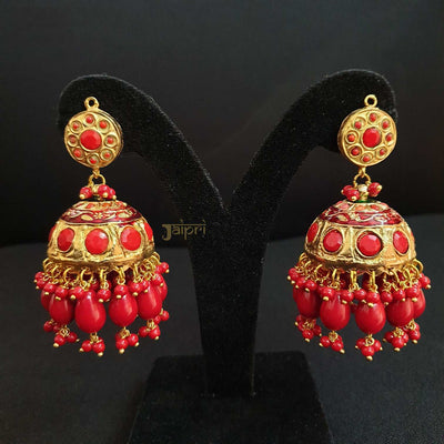 Floral Design Gold Jhumki Statement Earrings