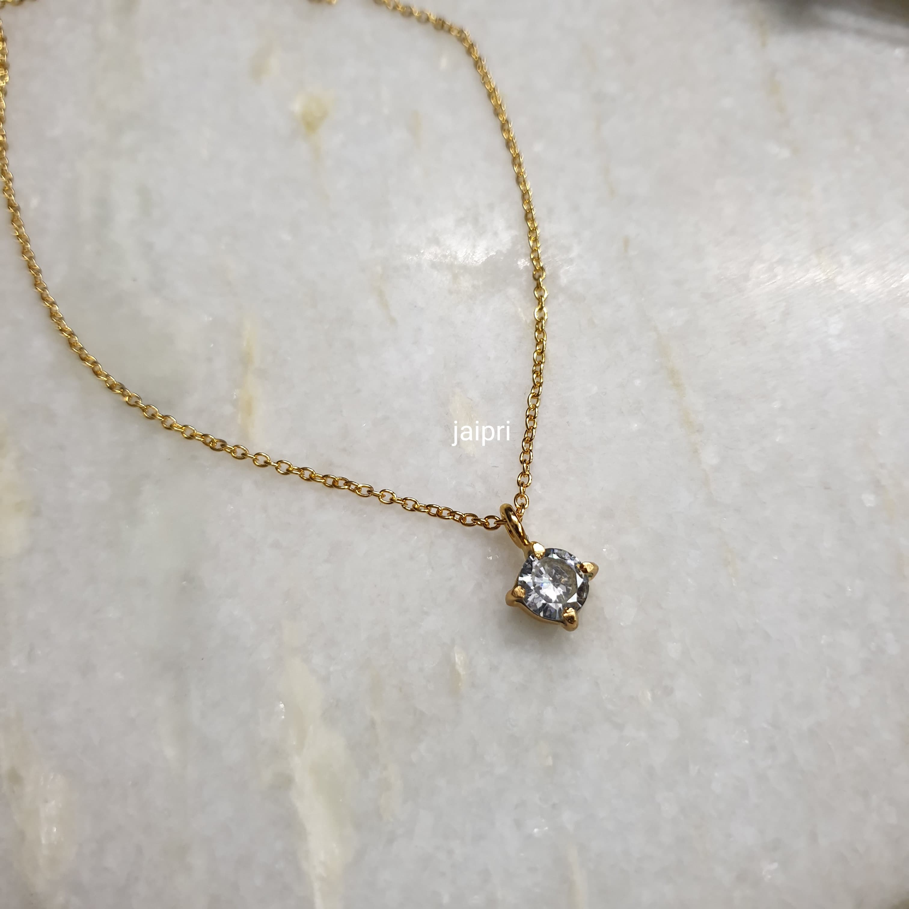 Single Diamond Stone Necklace