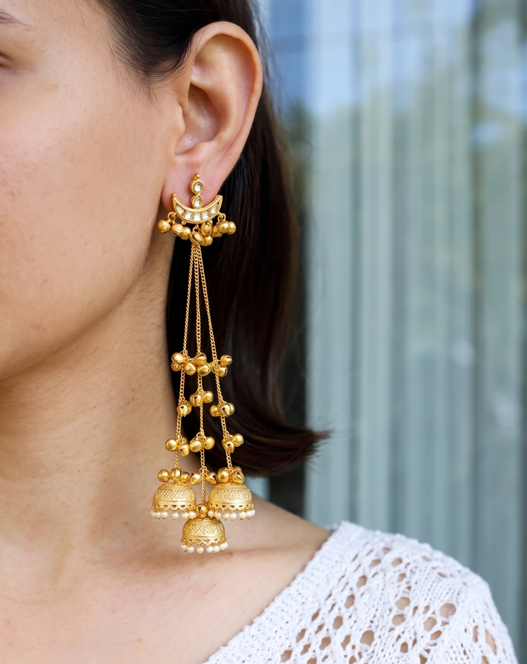 Reesha Kundan Ghungroo Kashmiri Earrings