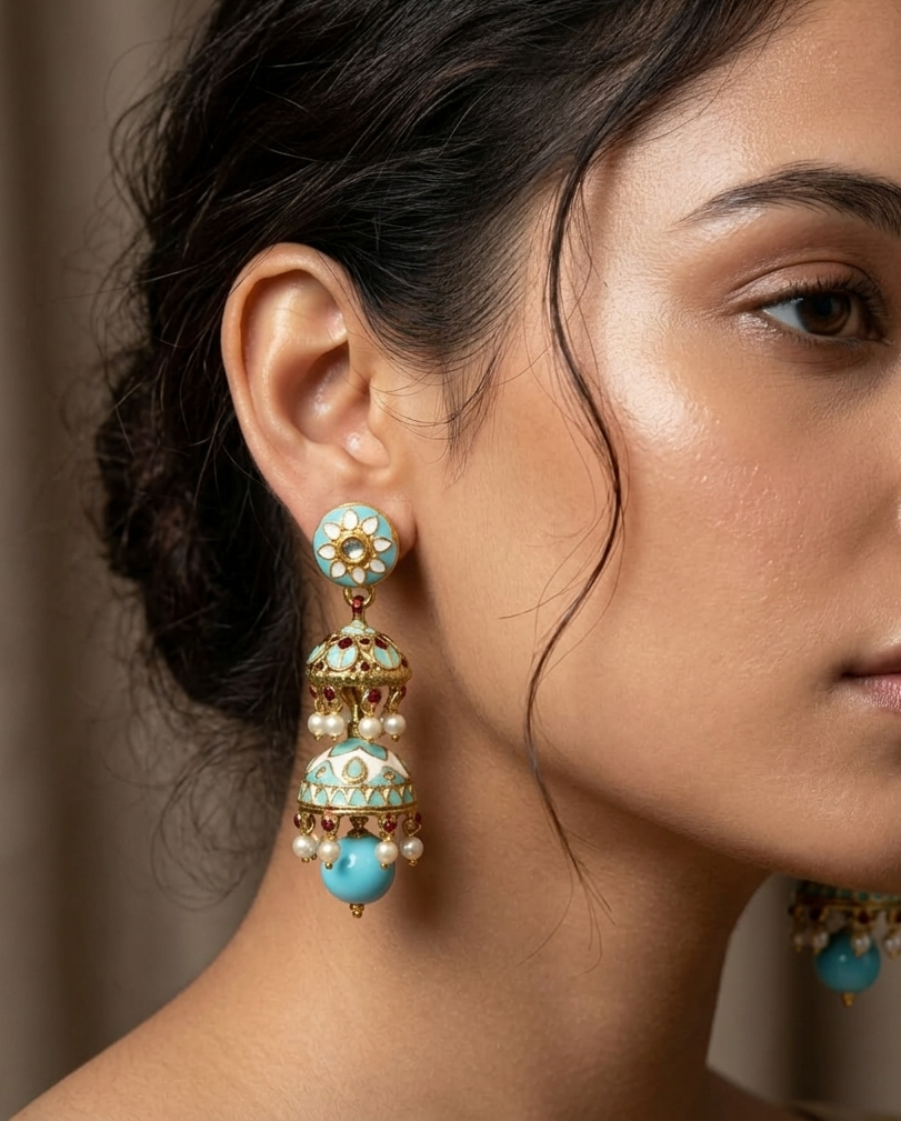 Meenakari Jhumki Dangler Earrings