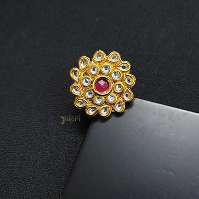 Floral Ruby & White Stone Gold Ring