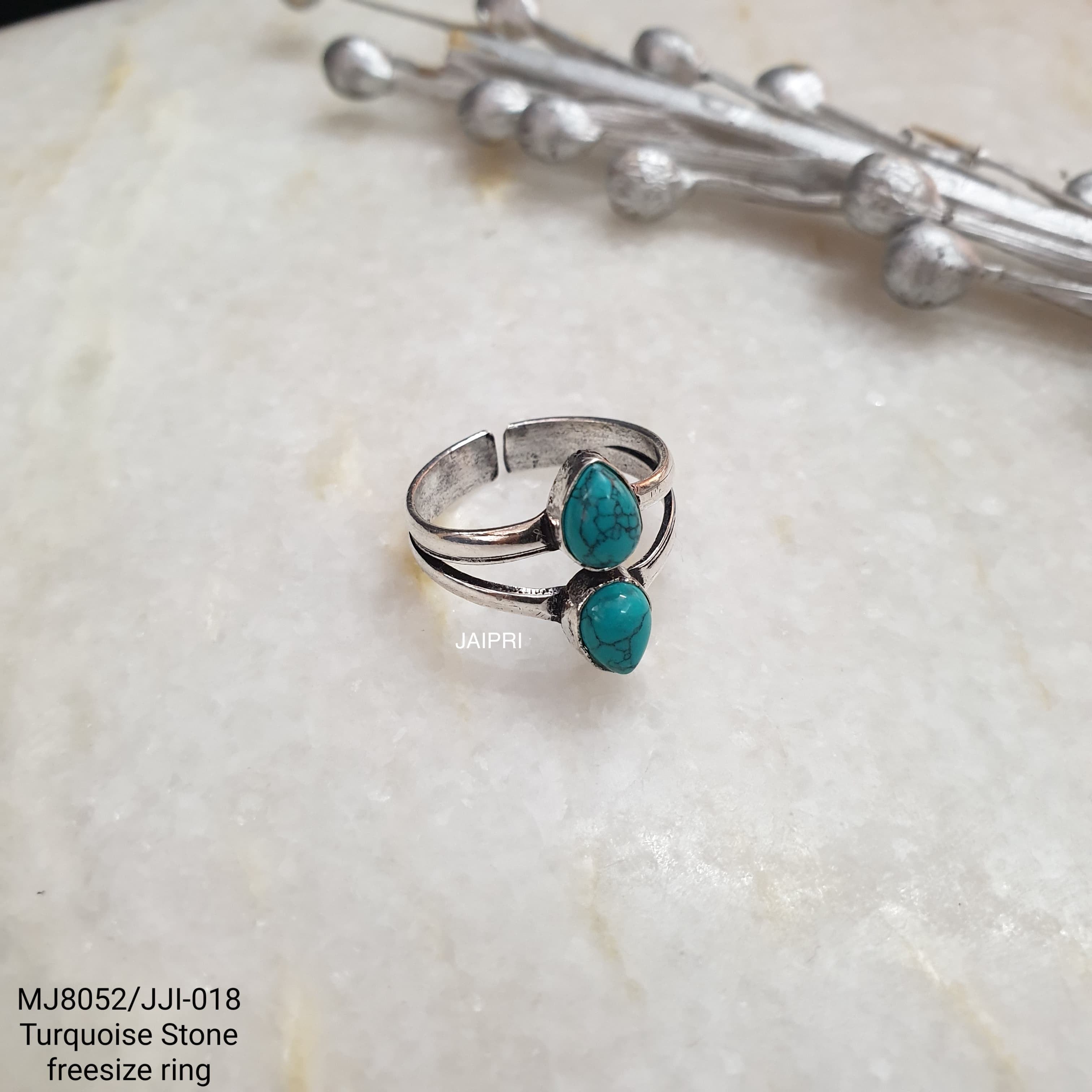 Double Turquoise Stone Freesize Ring
