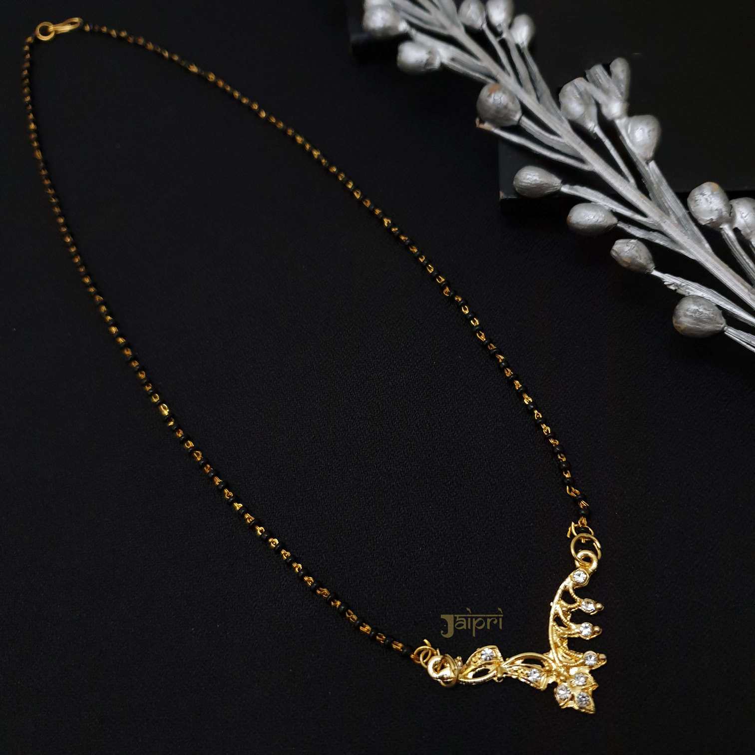 Wings Design AD Stone Gold Plated Mangalsutra