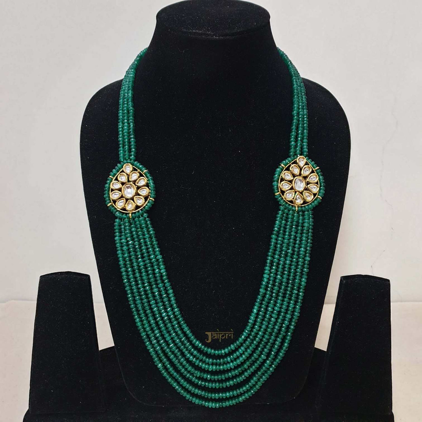 Beautiful Kundan & Green Beads Stone Gold Necklace