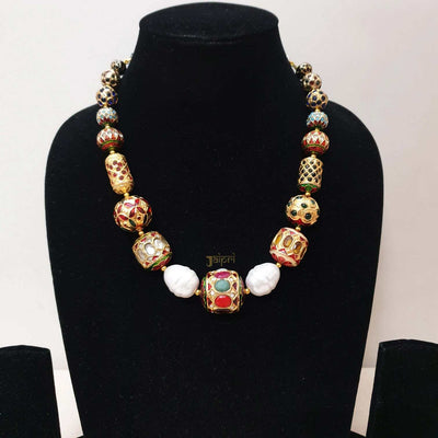 Meenakari Gold Pearl Stone Necklace