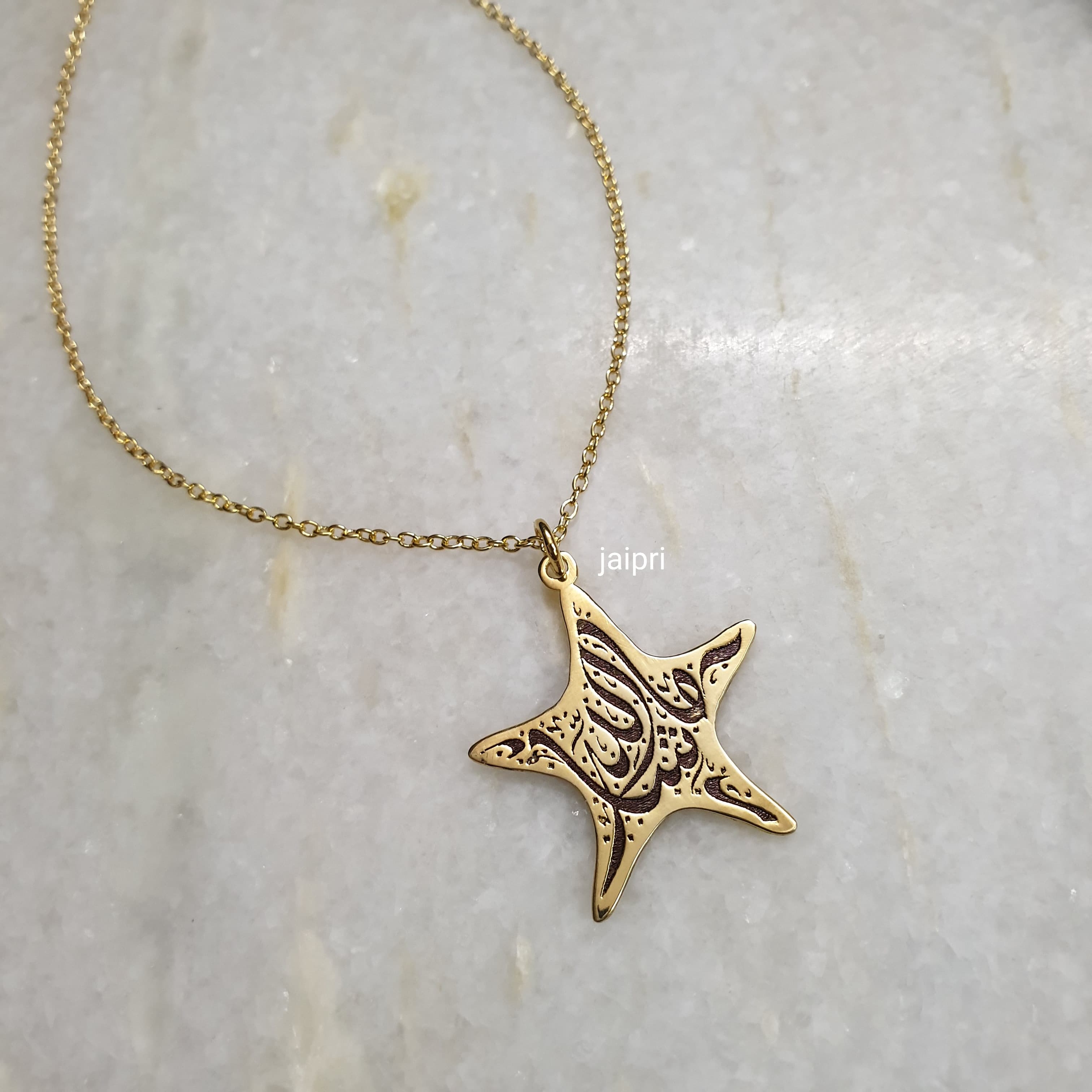Arabic Gold Tone Star Necklace