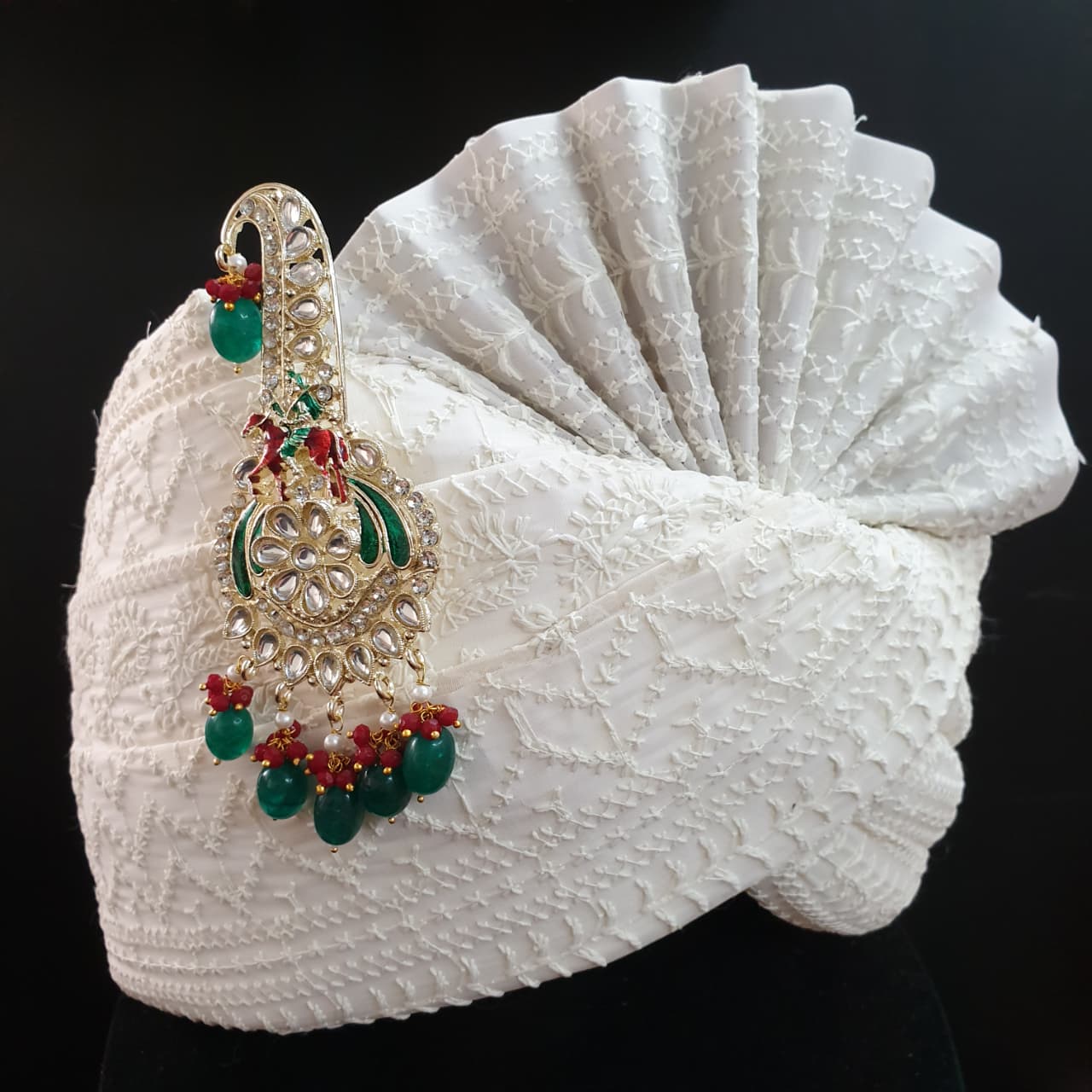 Green Stone Kundan Polki Horse Kilangi For Wedding