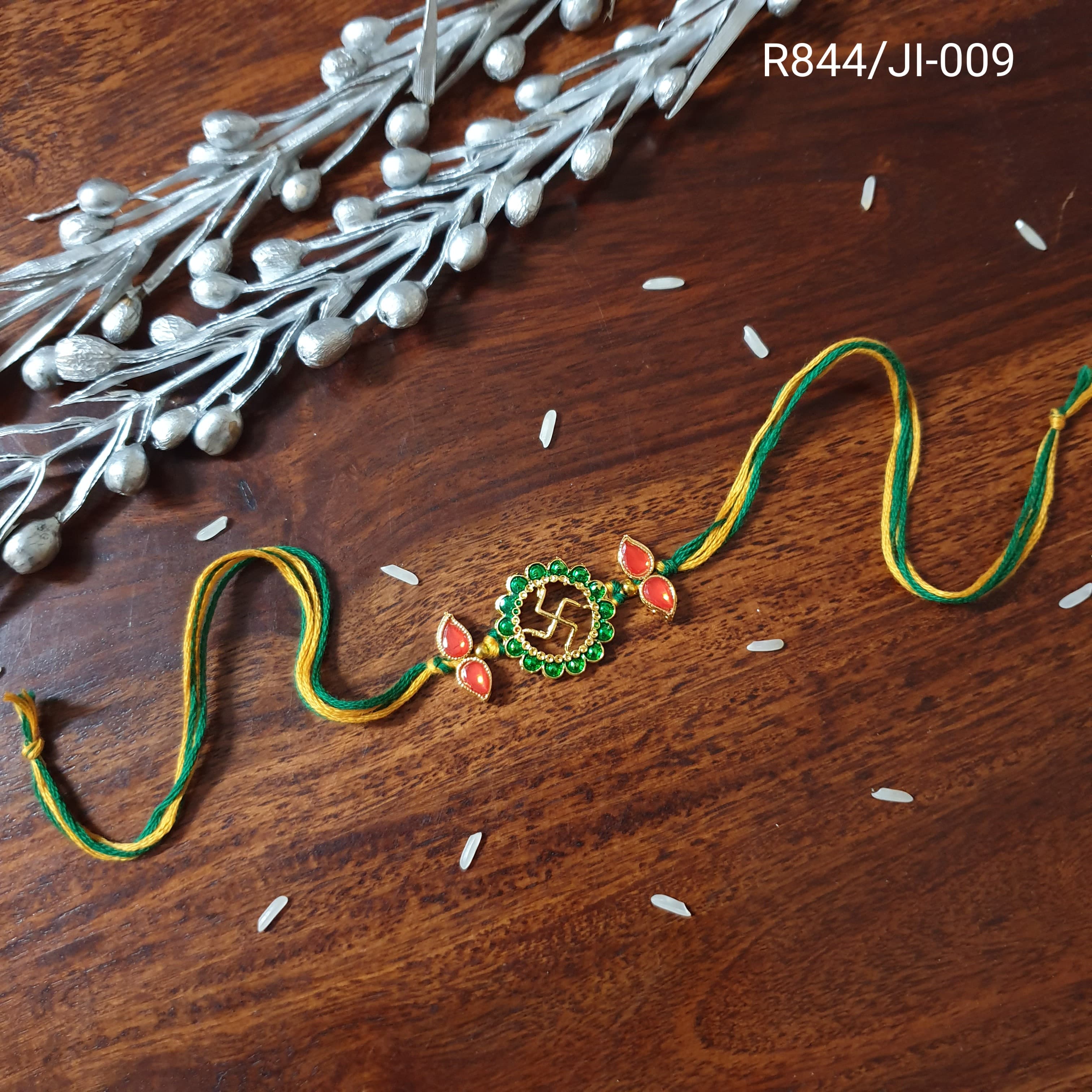 Green Swastik Rakhi (Pack of One)