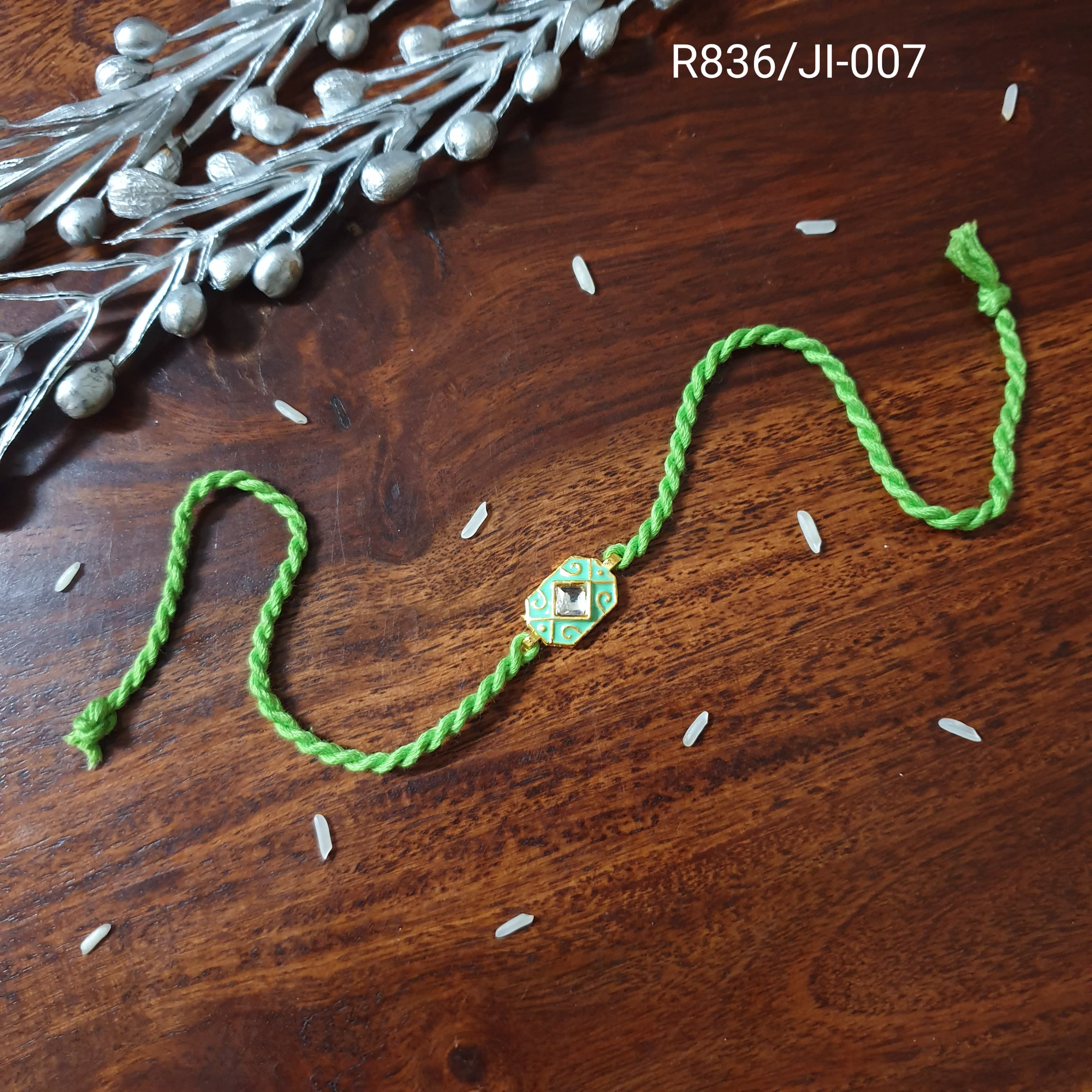 Parrot Green Meenakari Rakhi (Pack of One)