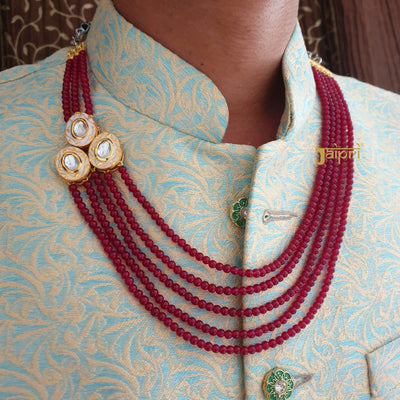 Five Layered Kundan Meenakari Groom Necklace