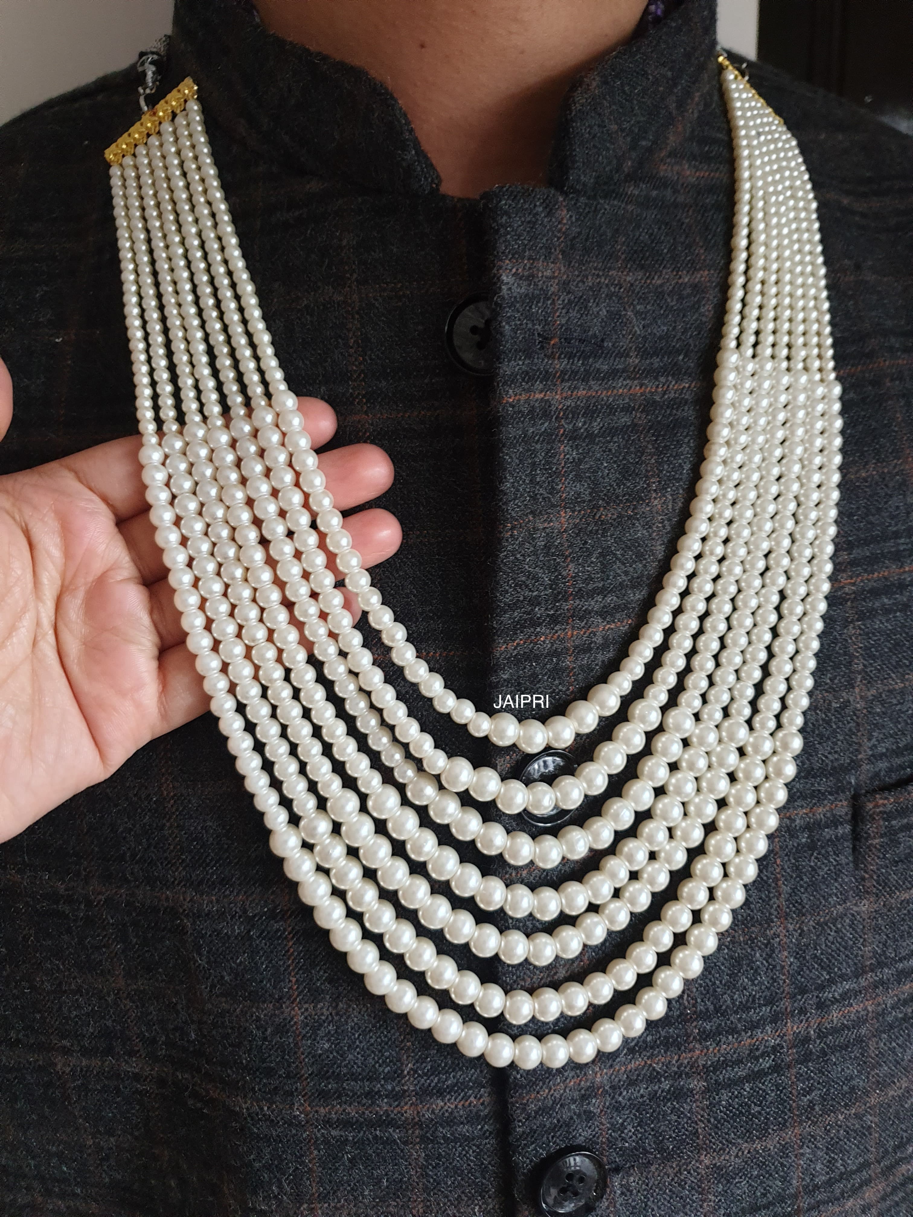 Seven Layered Pearl Groom Necklace