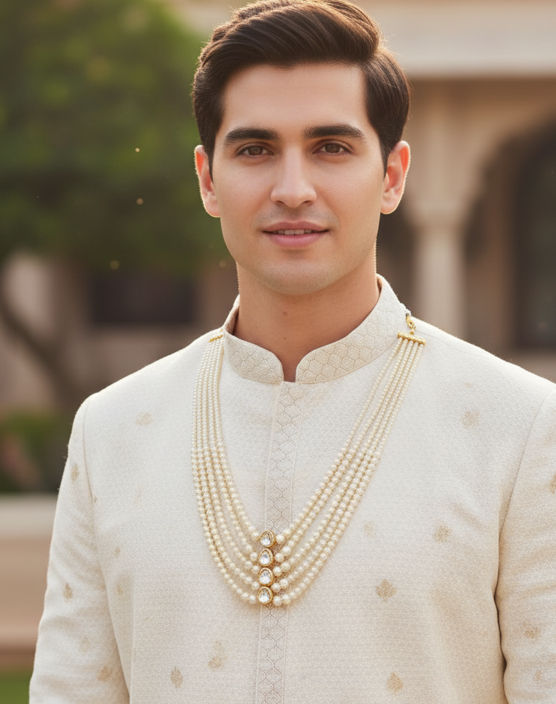 Pearl With Kundan Groom Necklace Set