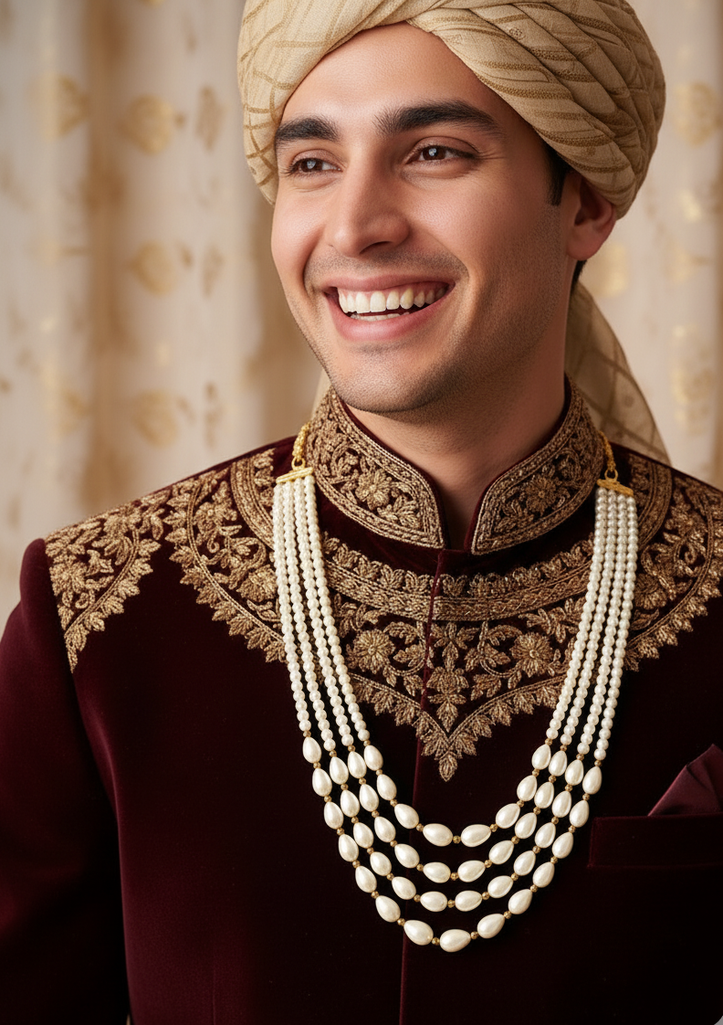 Pearl Beaded Groom Necklace For Wedding