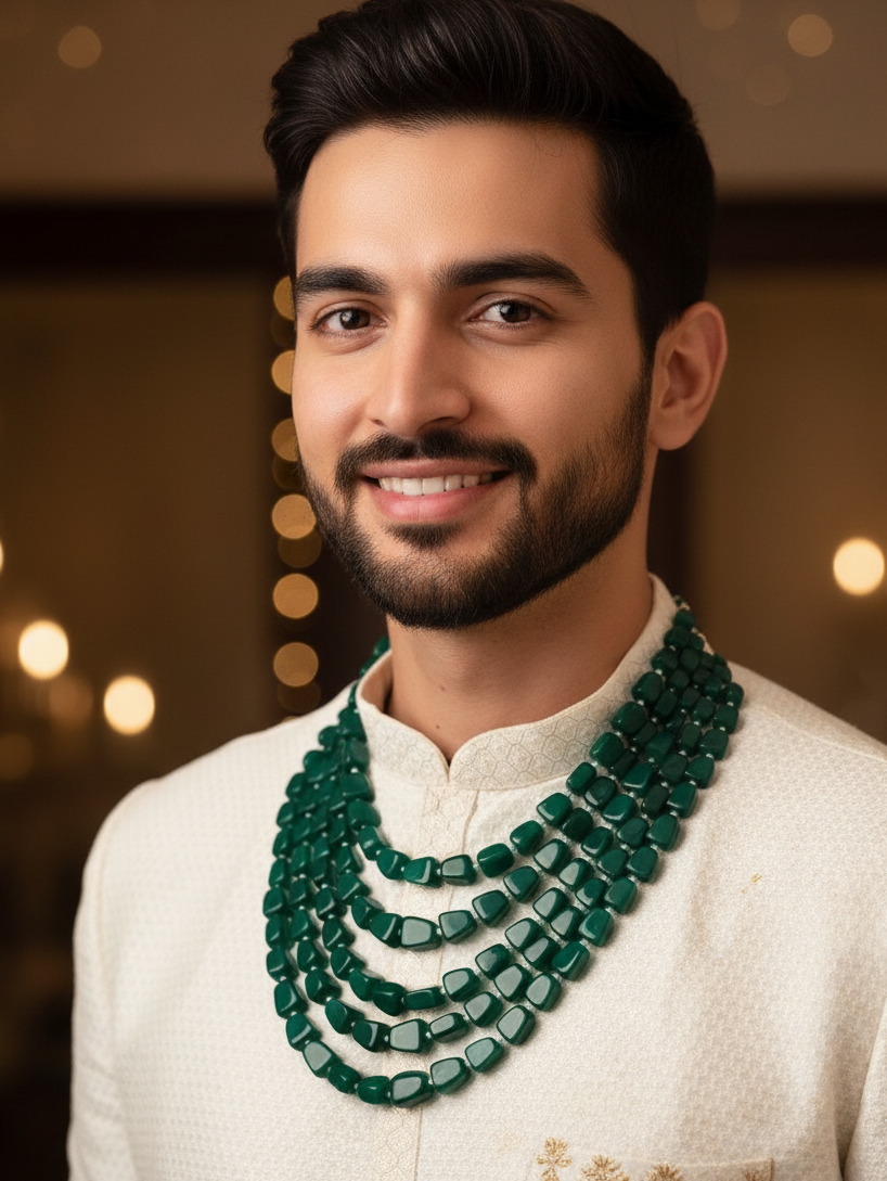 Emerald Green Groom Necklace for Wedding