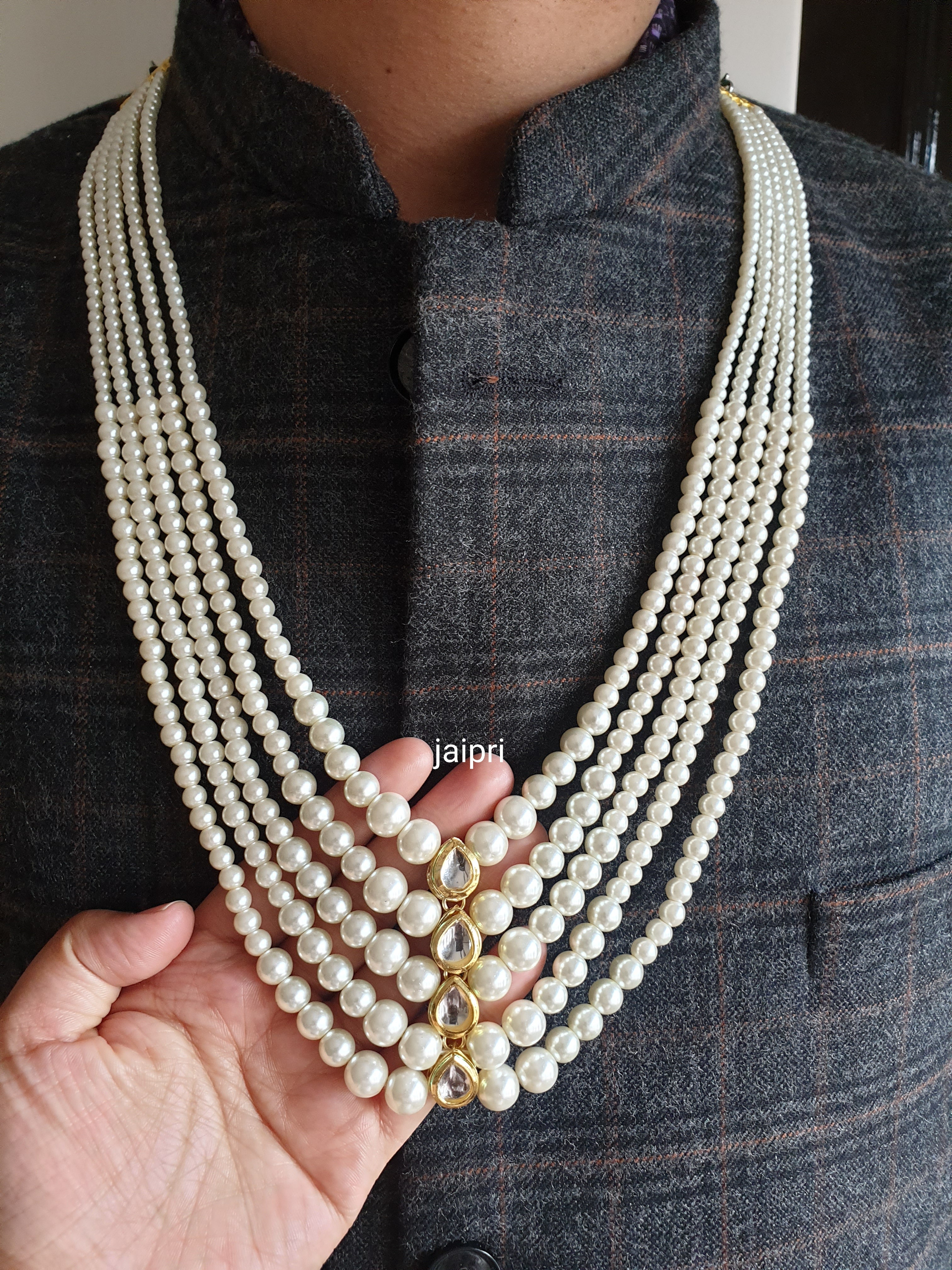 Five Layered Kundan Pearl Groom Necklace