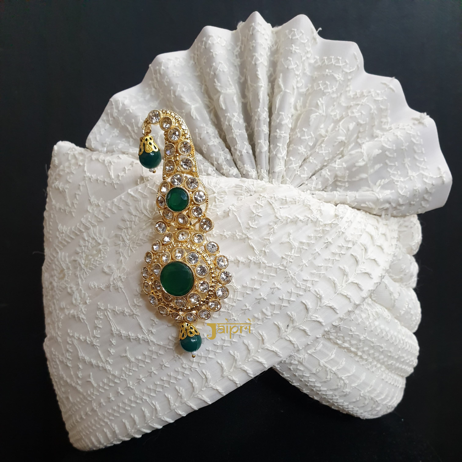 Traditional Emerald Stone Studded Kalangi For Groom