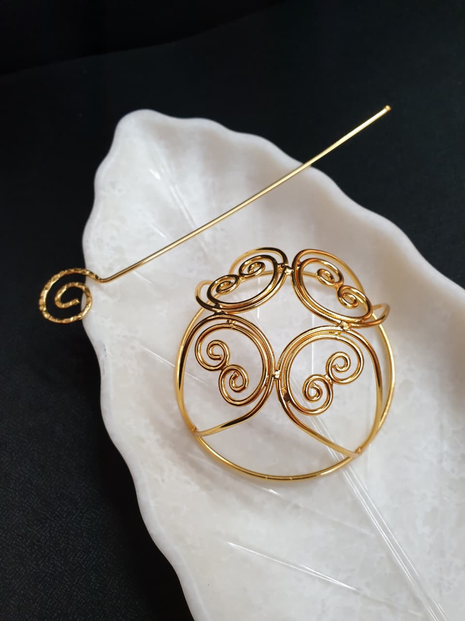 Gold Tone Handcrafted Bridal Bun Pin