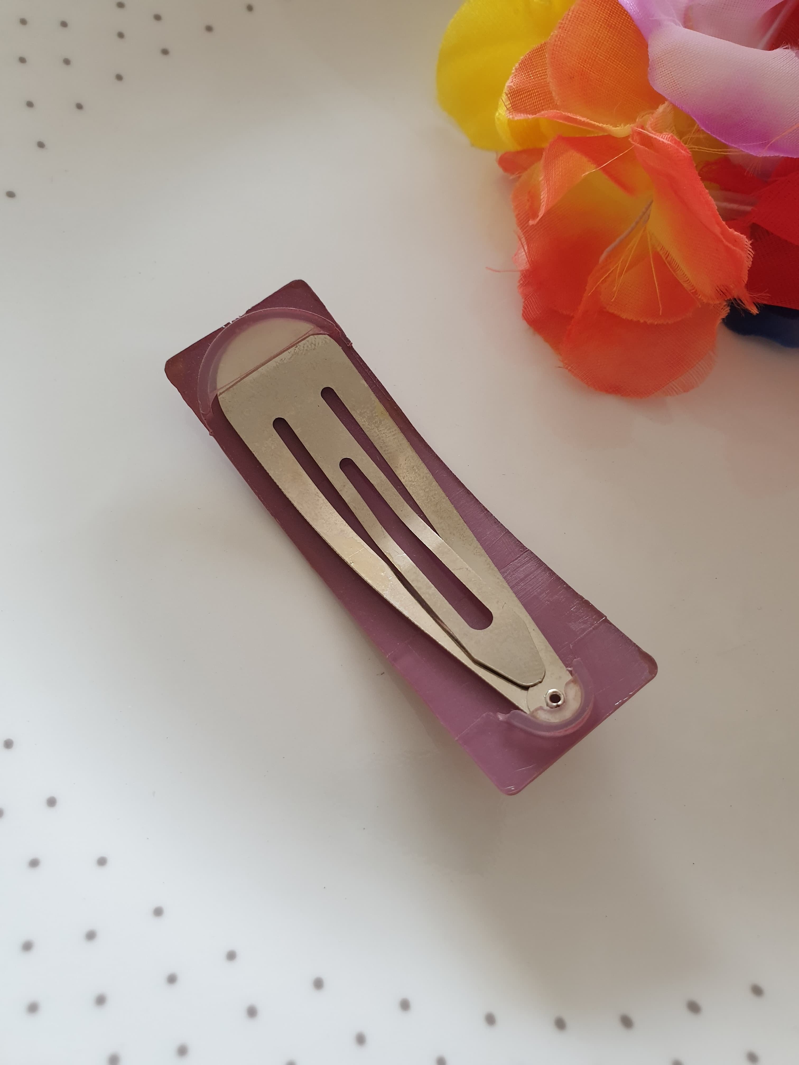 Purple Pink Handpainted Designer Hair Clip