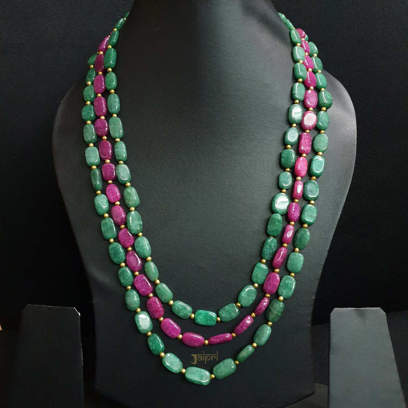 Turquoise & Pink Beads Stone Long Necklace