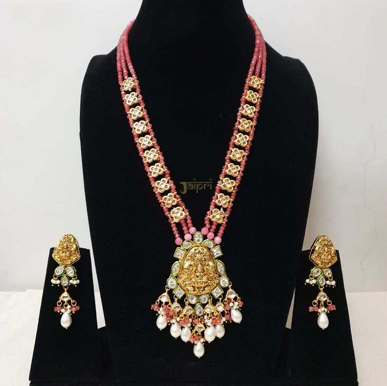 Temple Jewelry Design Munga & Pearl Stone Necklace With Earrings