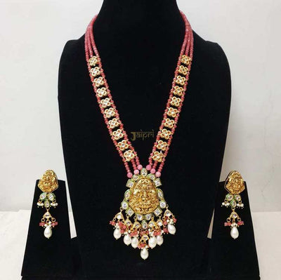 Temple Jewelry Design Munga & Pearl Stone Necklace With Earrings