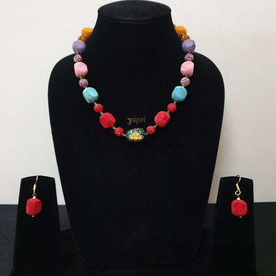 Multicolor Beads Beautiful Necklace With Earrings