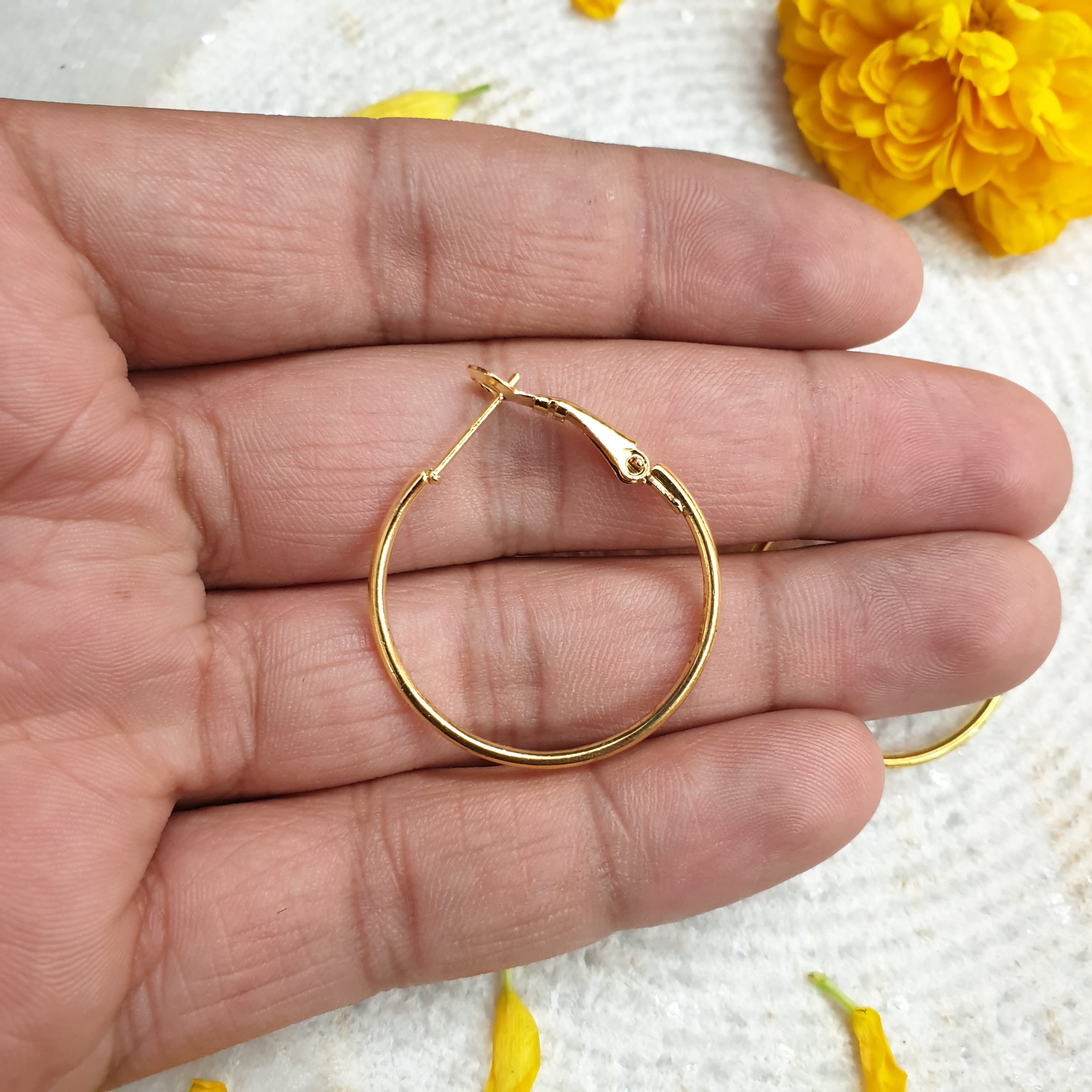 Gold Tone Small Hoop Earrings – Jaipri - Main Image