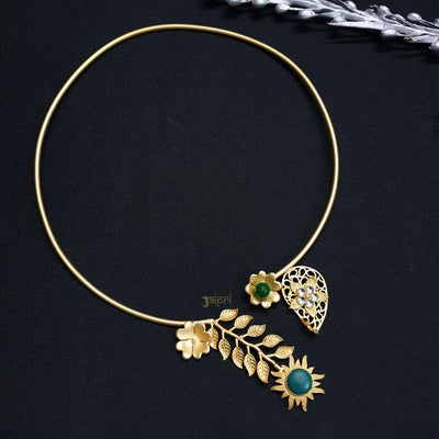 Designer Floral Gold Hasli Necklace