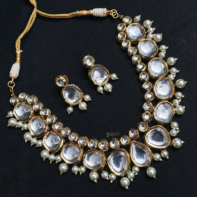 Kundan Pearl Beading Necklace Set With Earrings