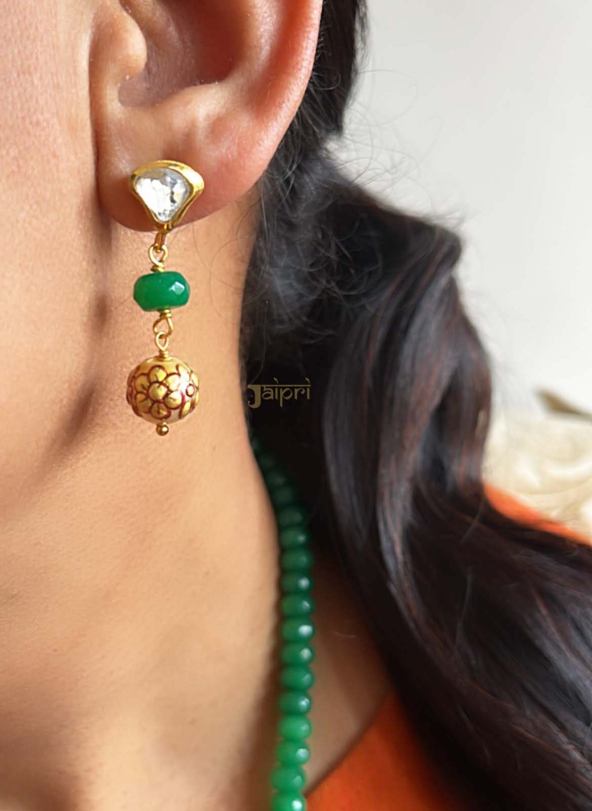 Floral Meenakari Gold Necklace With Earrings