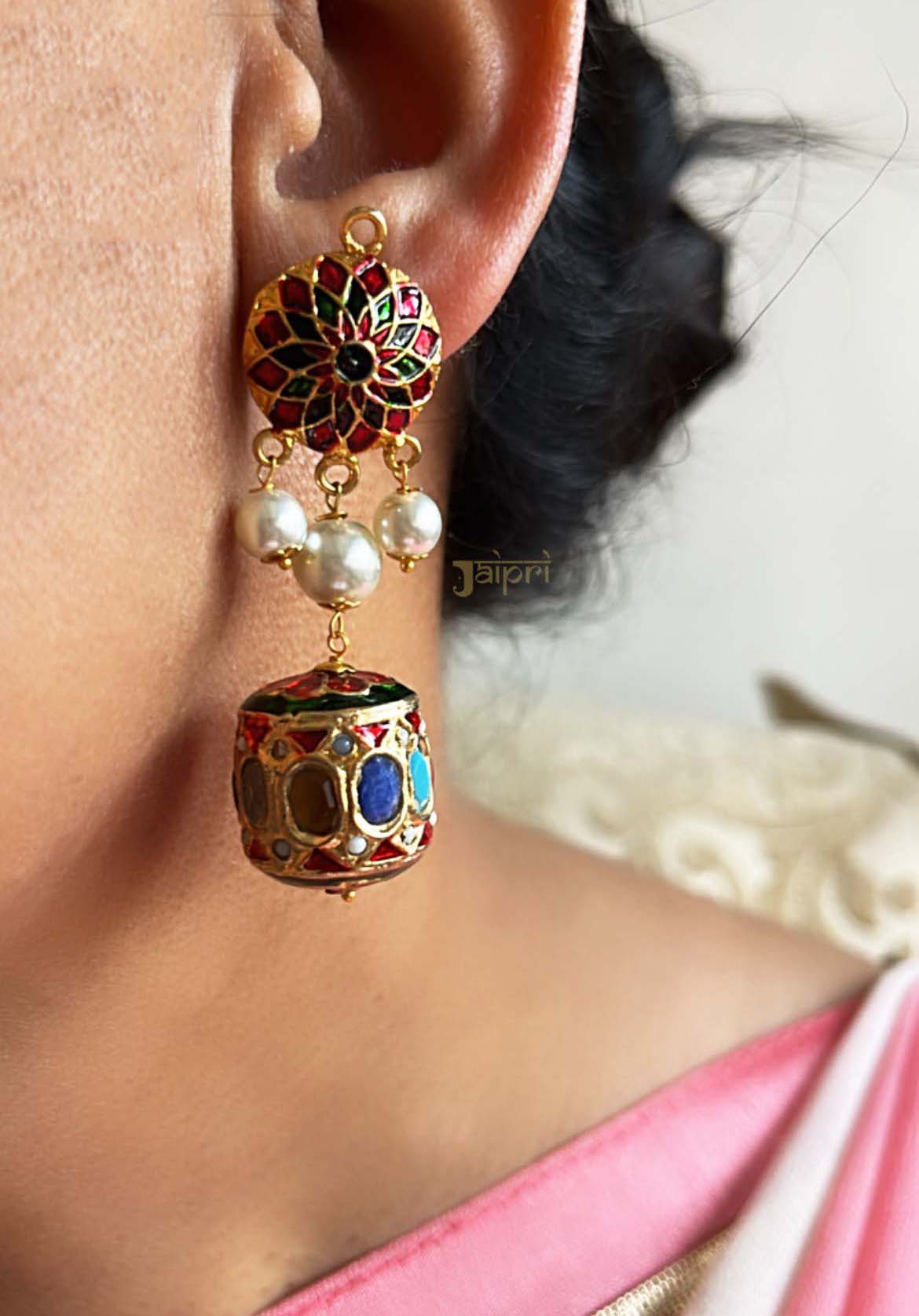 Meenakari Traditional Floral Necklace With Earrings