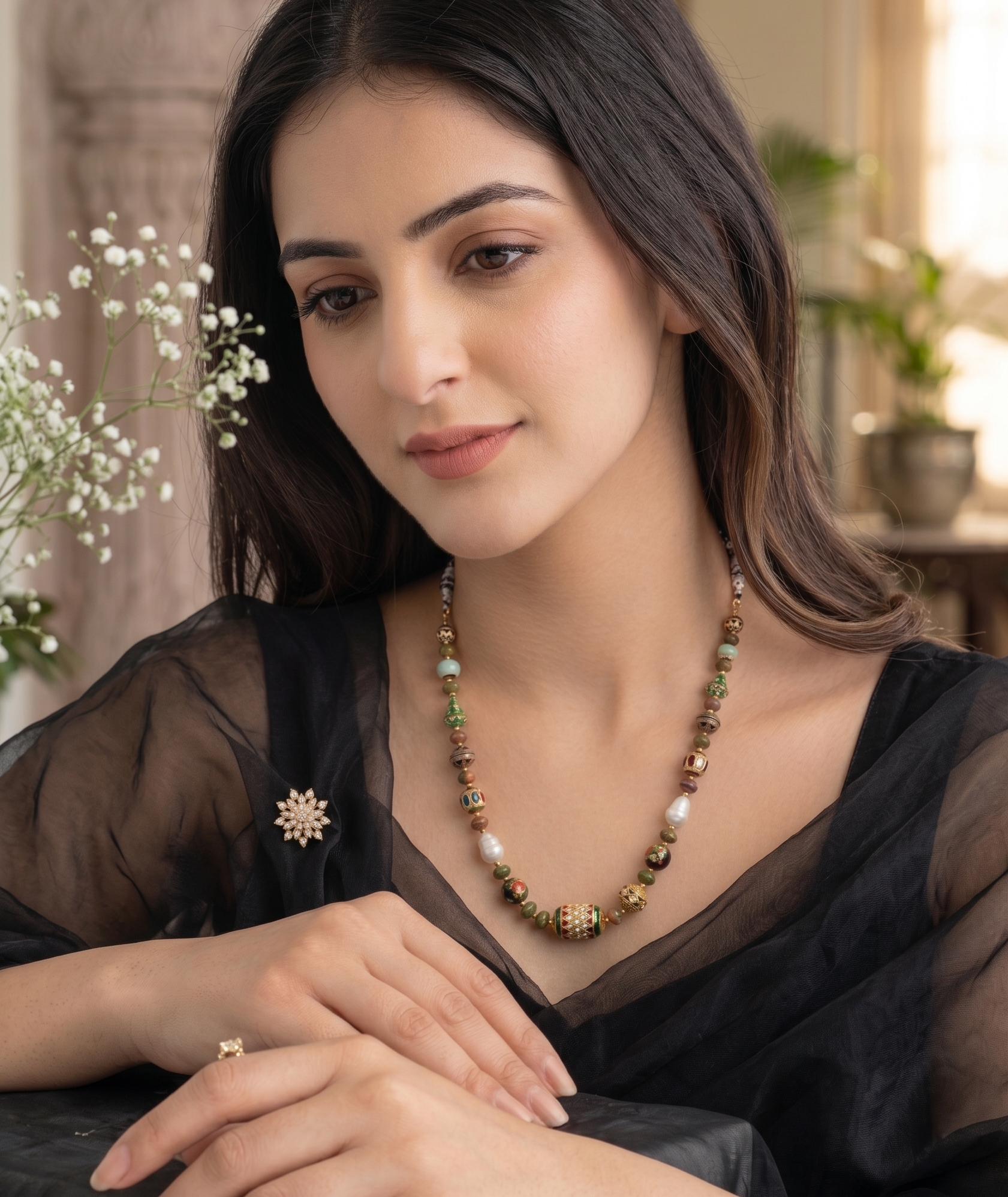 Meenakari Stone Beads Antique Necklace