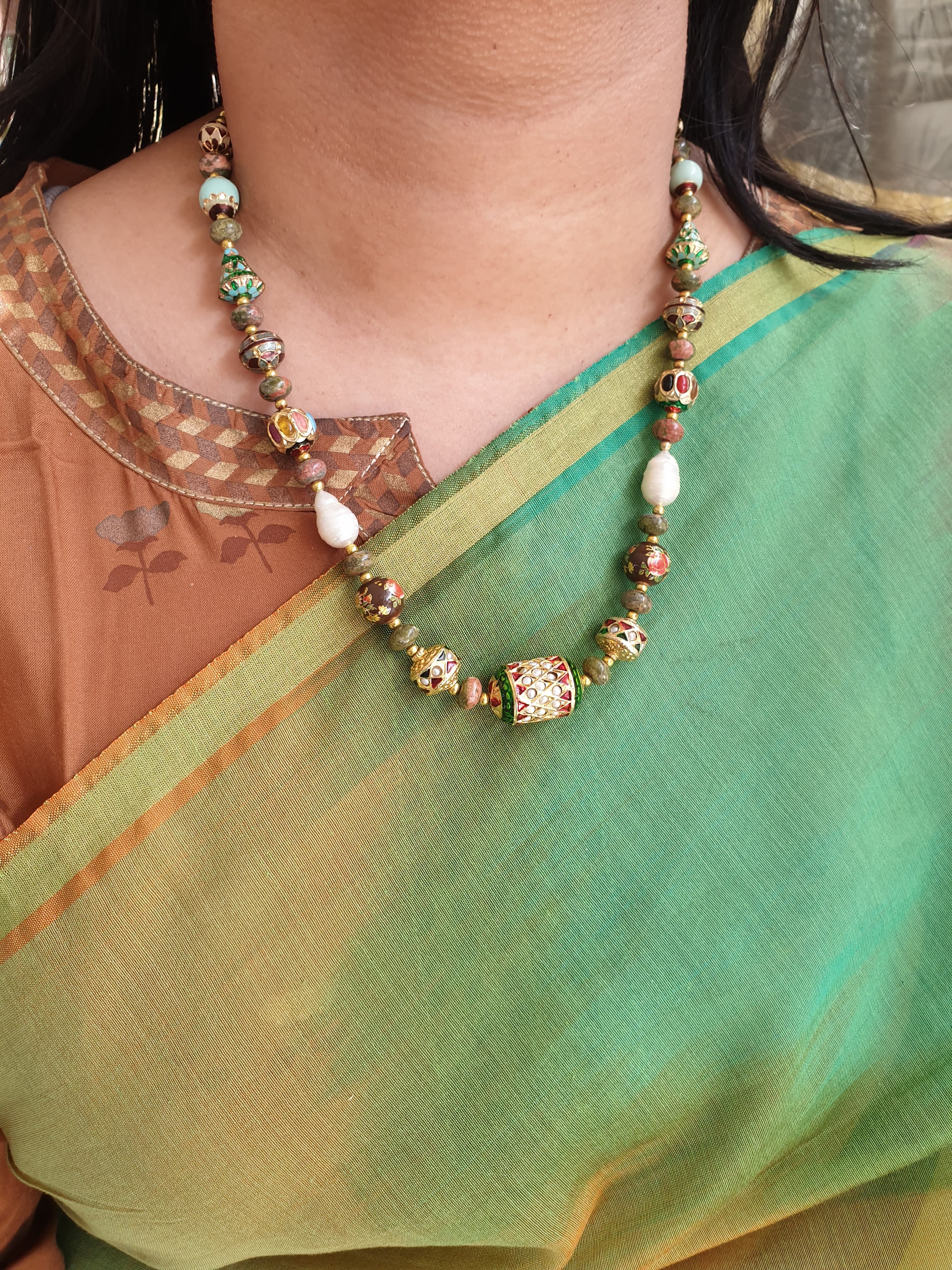 Meenakari Stone Beads Antique Necklace