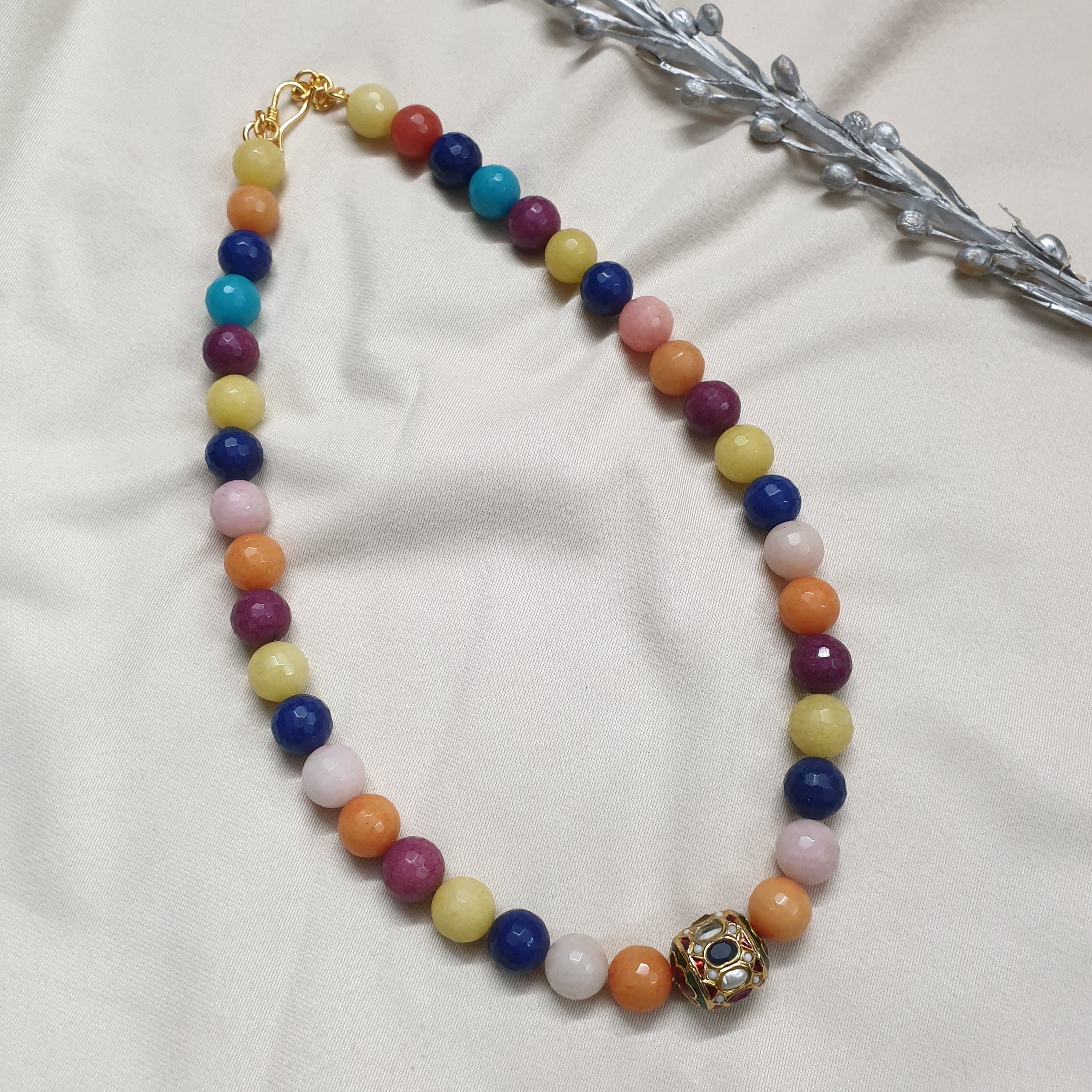 Multicolor Beads Stone Meenakari Necklace
